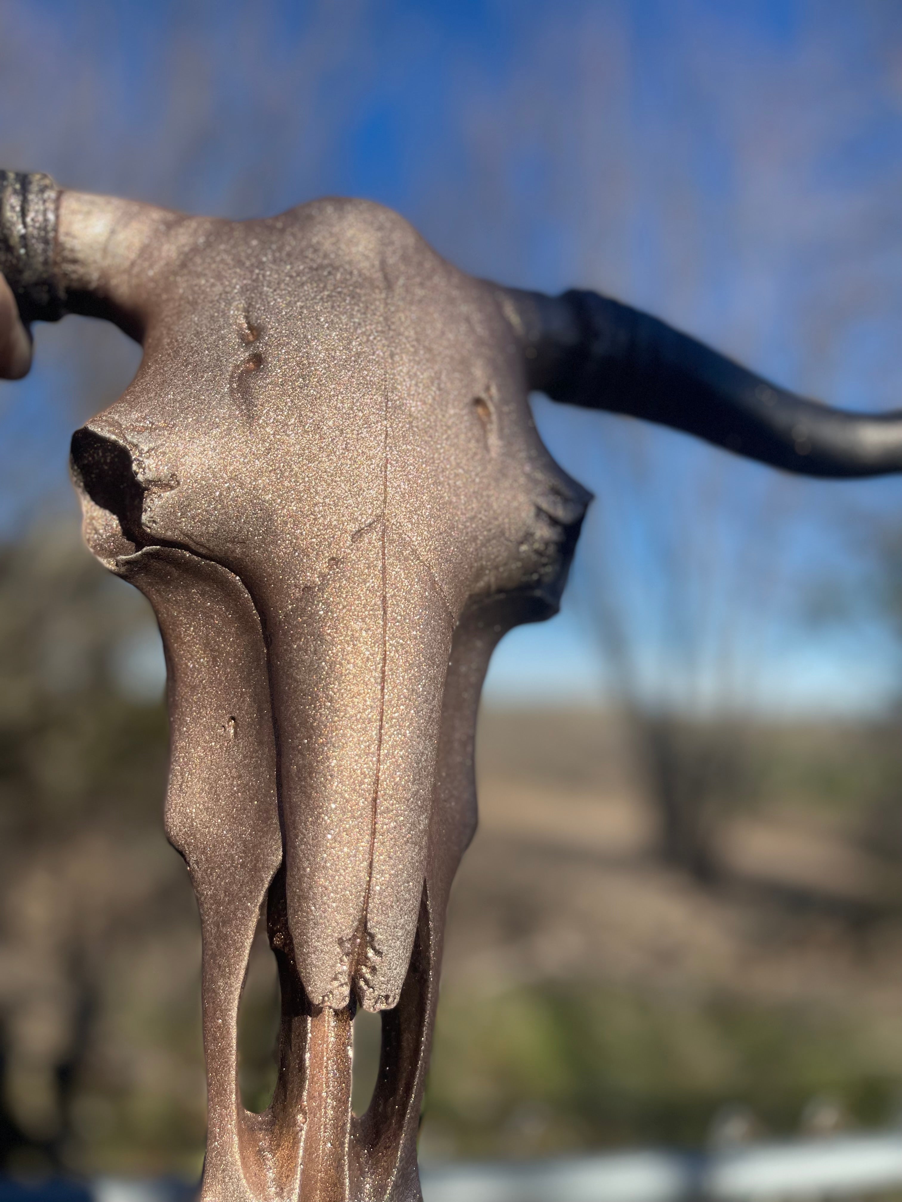 Dusty Rose Sparkle Custom Cowskull