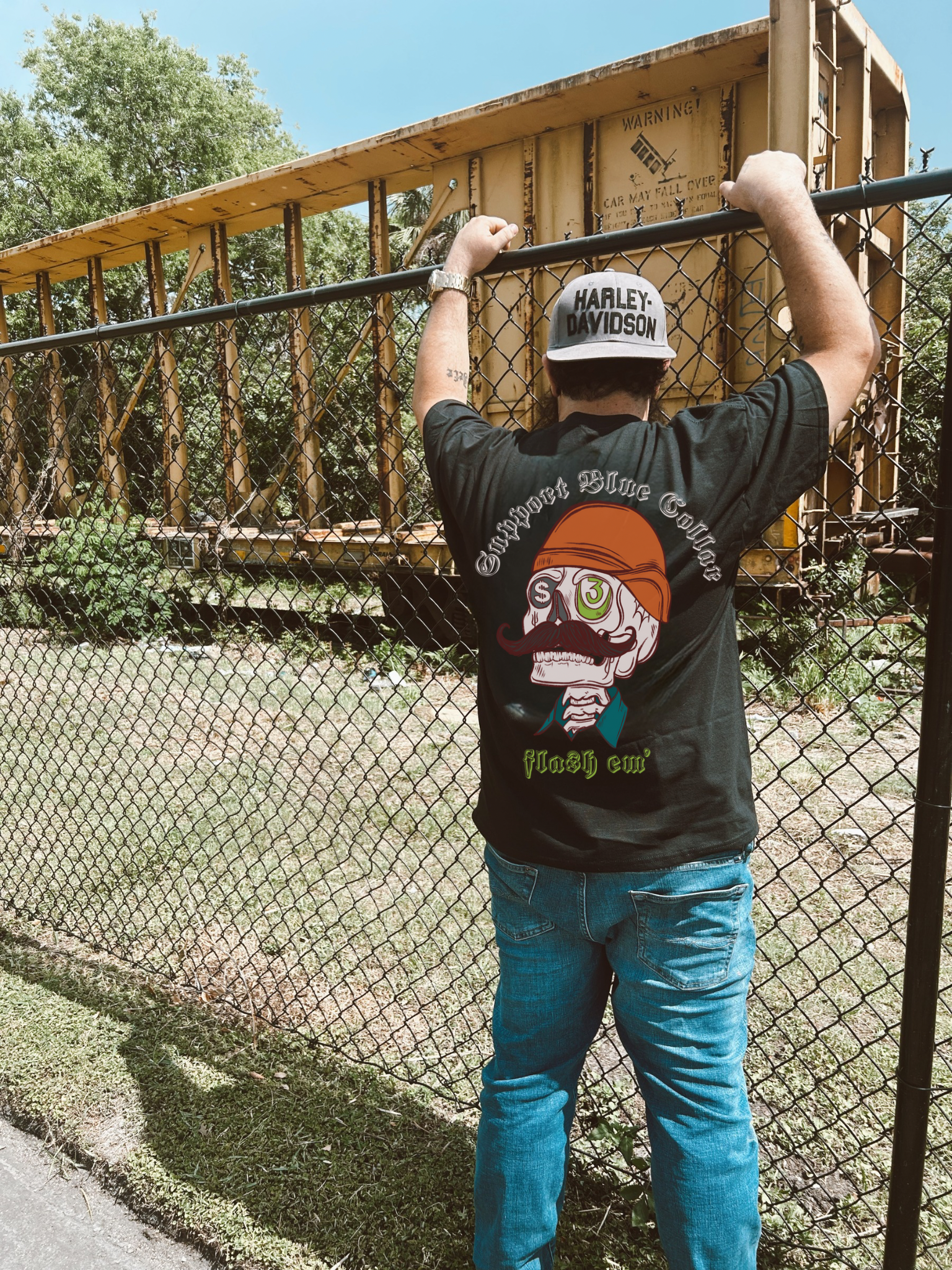 Blue Collar Flash Em tee