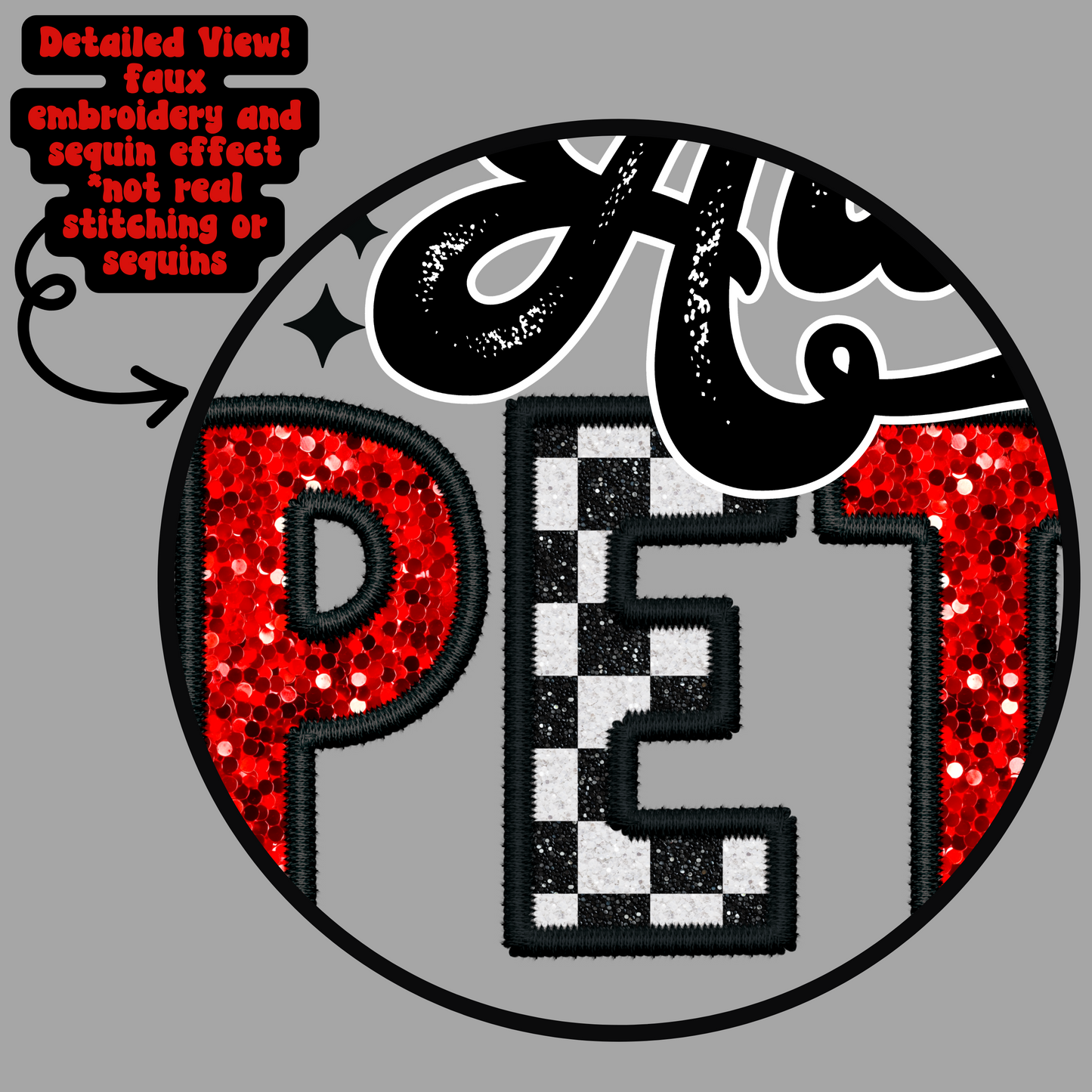 Always Petty Red & Black Checkered Faux Embroidery