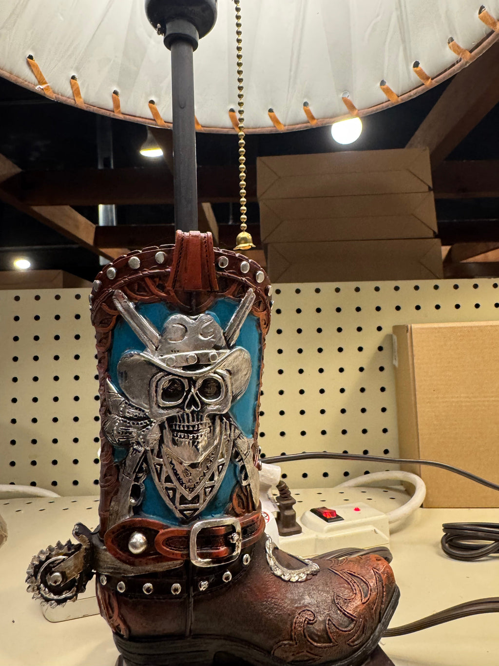 RA7375 Blue Skull Cowboy Boot Lamp