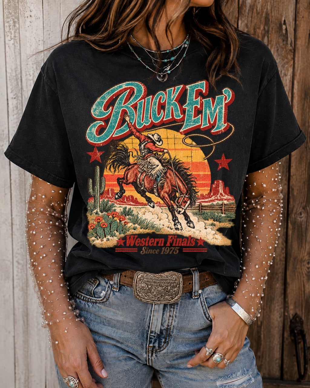 Buck Em' Vintage Western Rodeo Tee