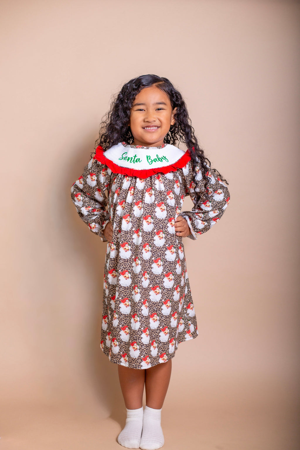 Santa baby smocked dress