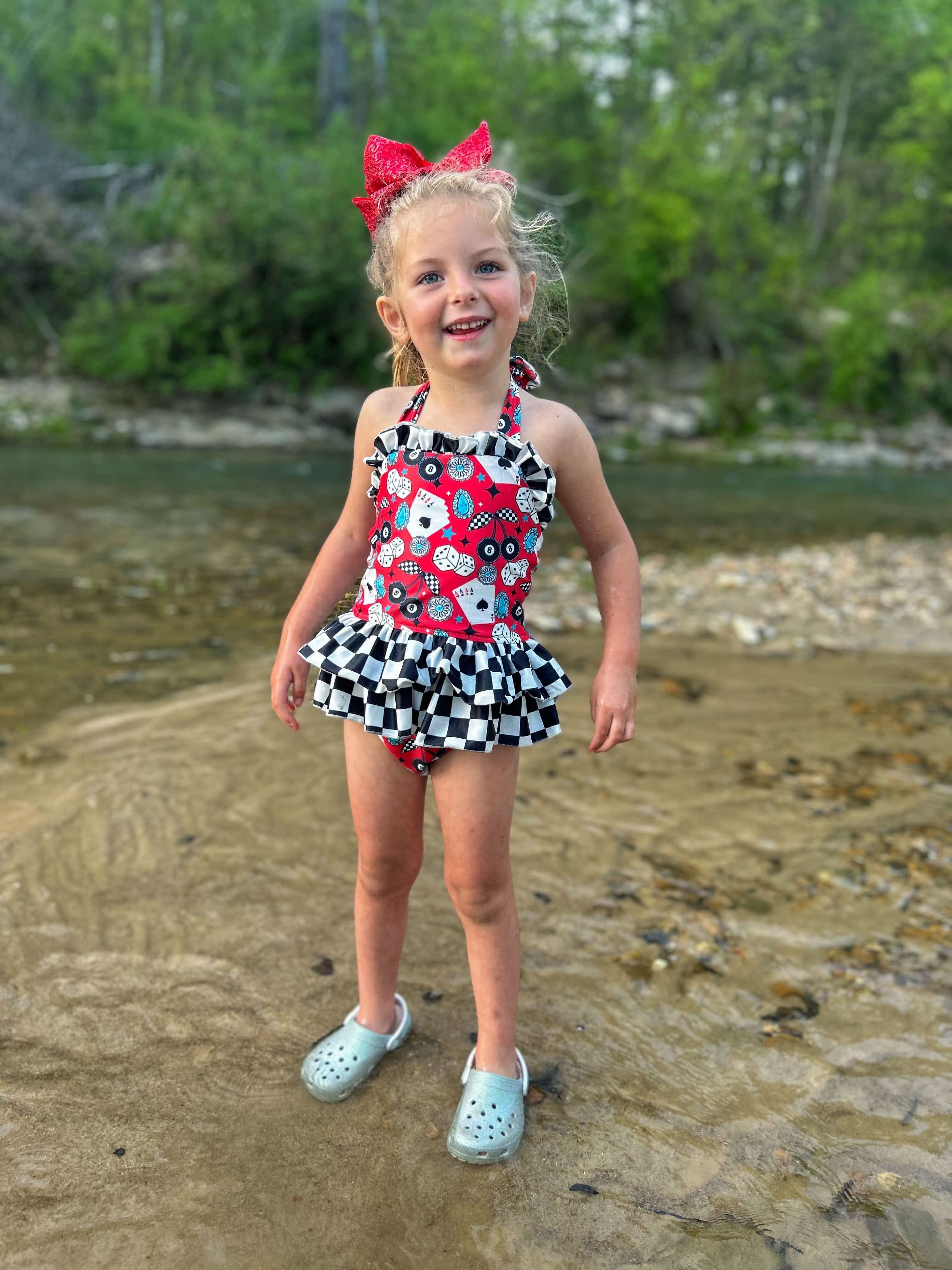 Wild Card Ruffled Swim Suit