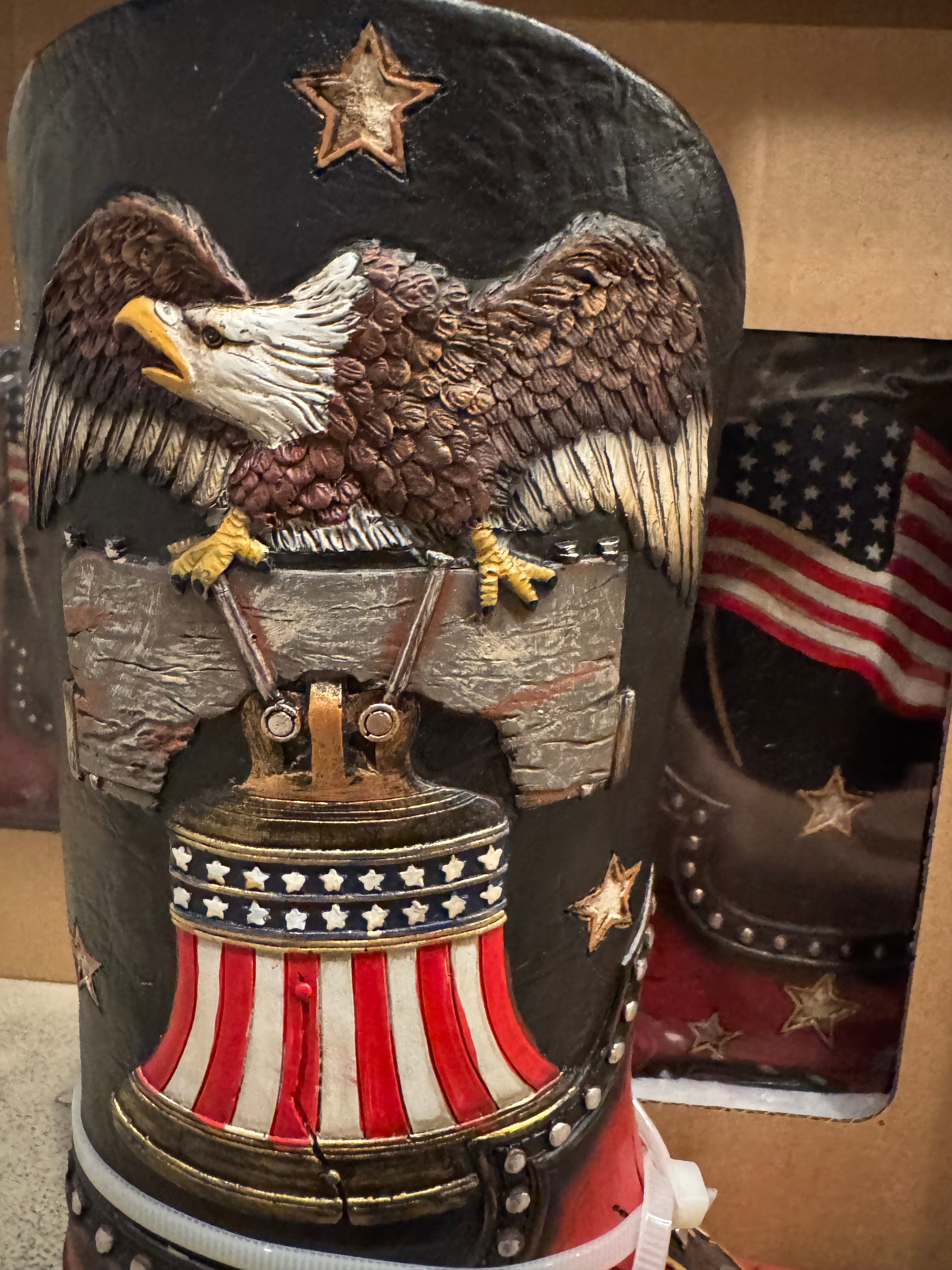 RA7449 US Liberty Bell Flag Eagle Boot Vase