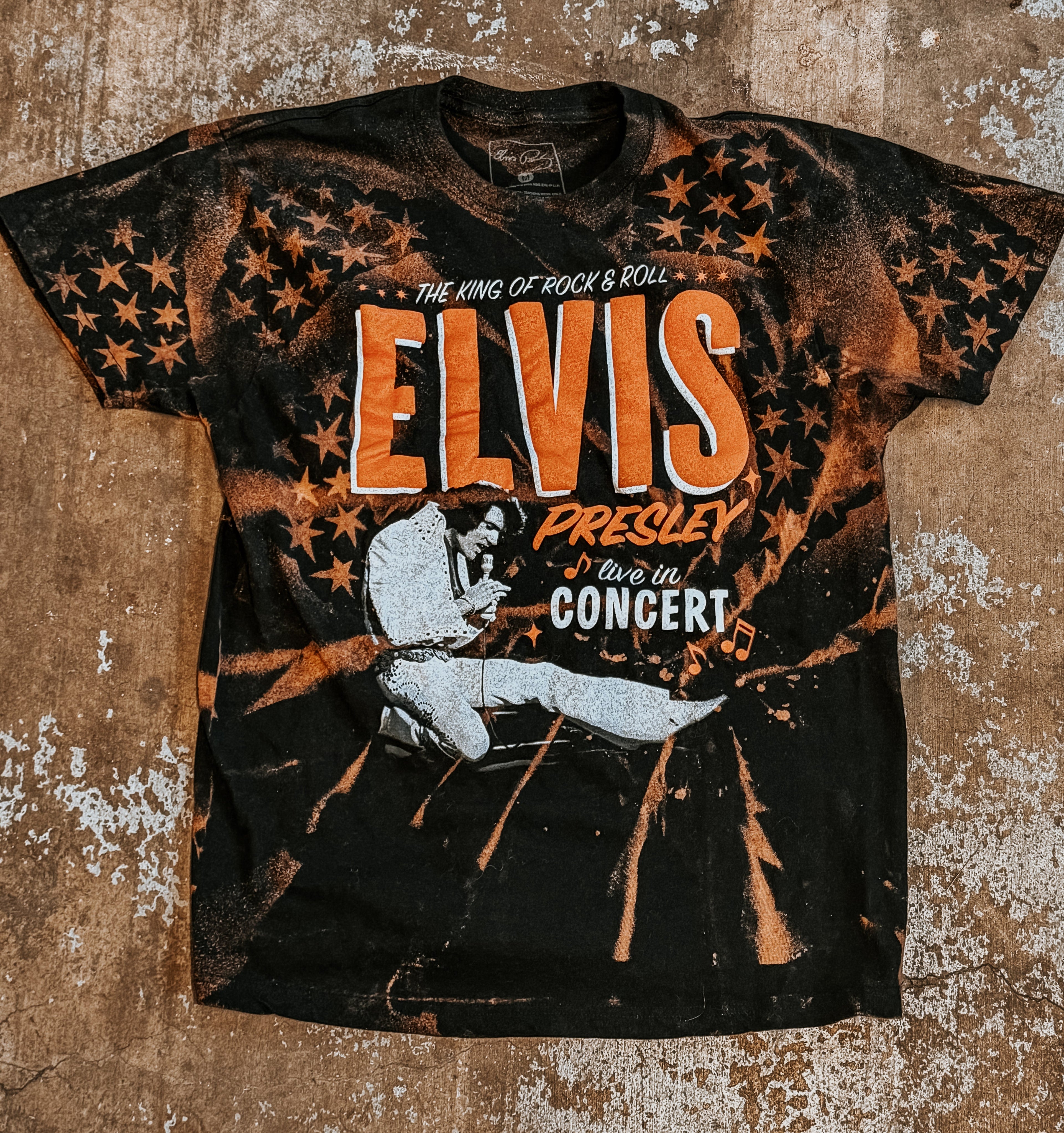 Upcycled Elvis Presley Bleached Graphic Tee (Size M)
