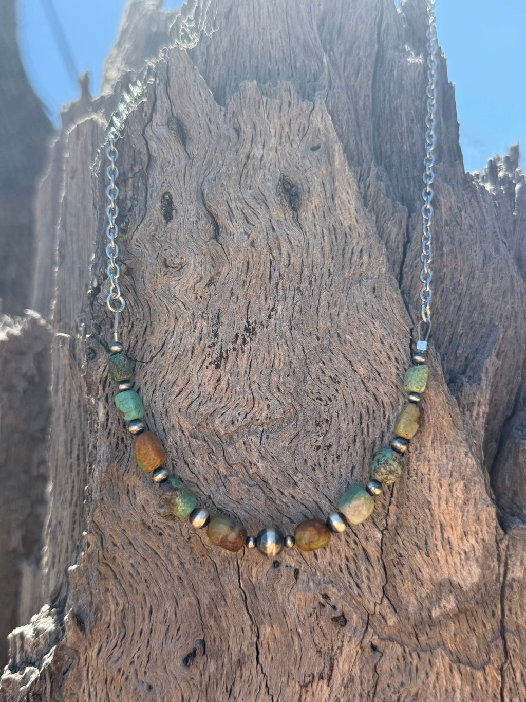 Sage Canyon Stone Beaded Chain Necklace