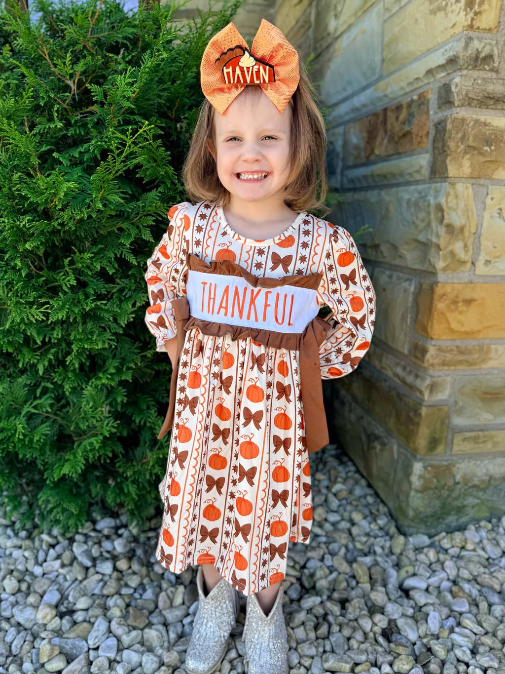 Thankful pumpkin bow - Dress