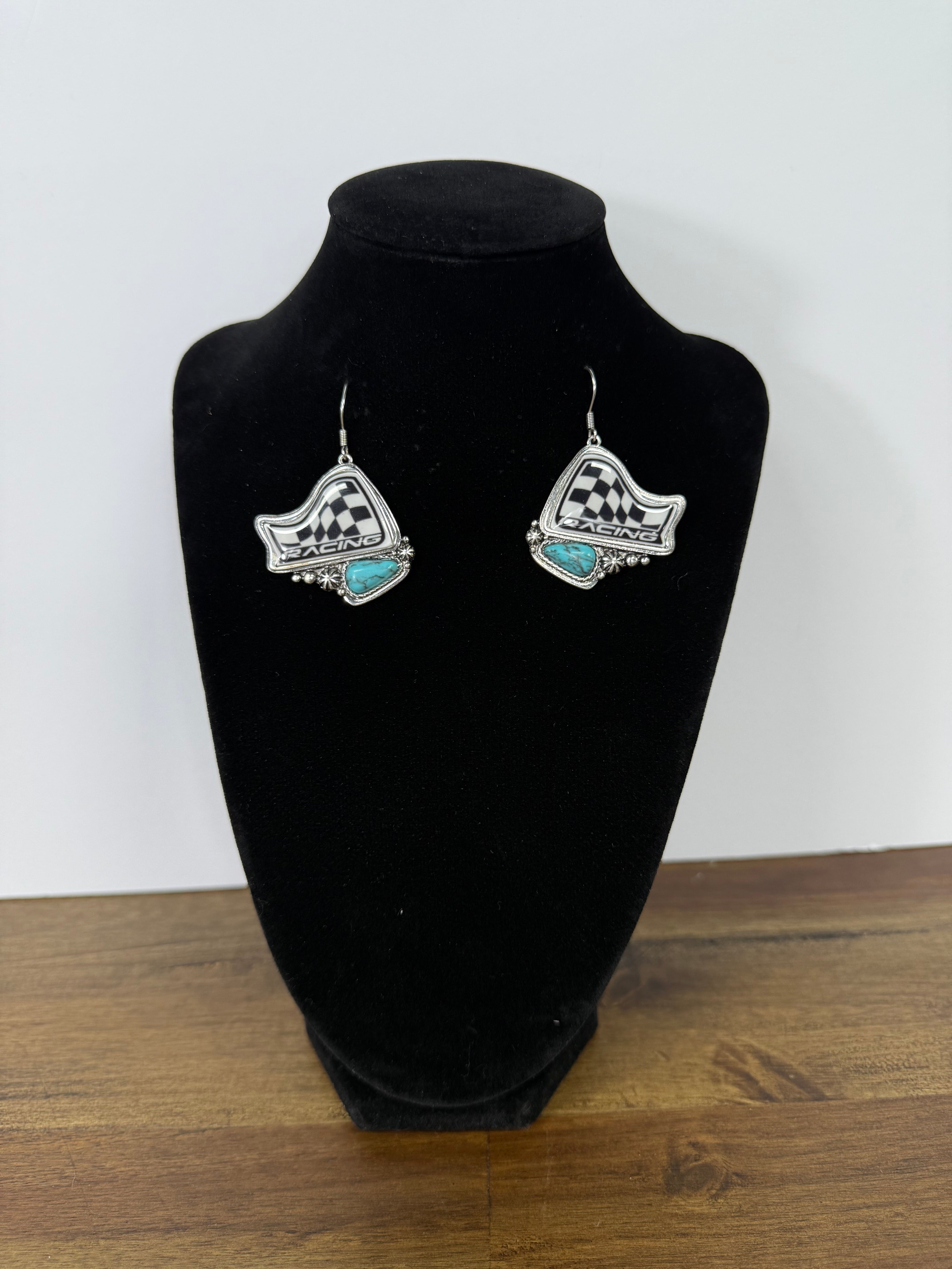 Checkered Racing Earrings