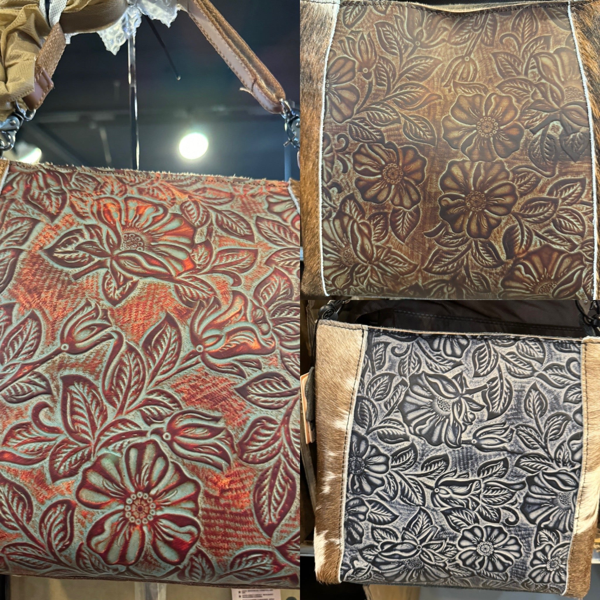 Floral Tooled Cowhide Purse BA2826