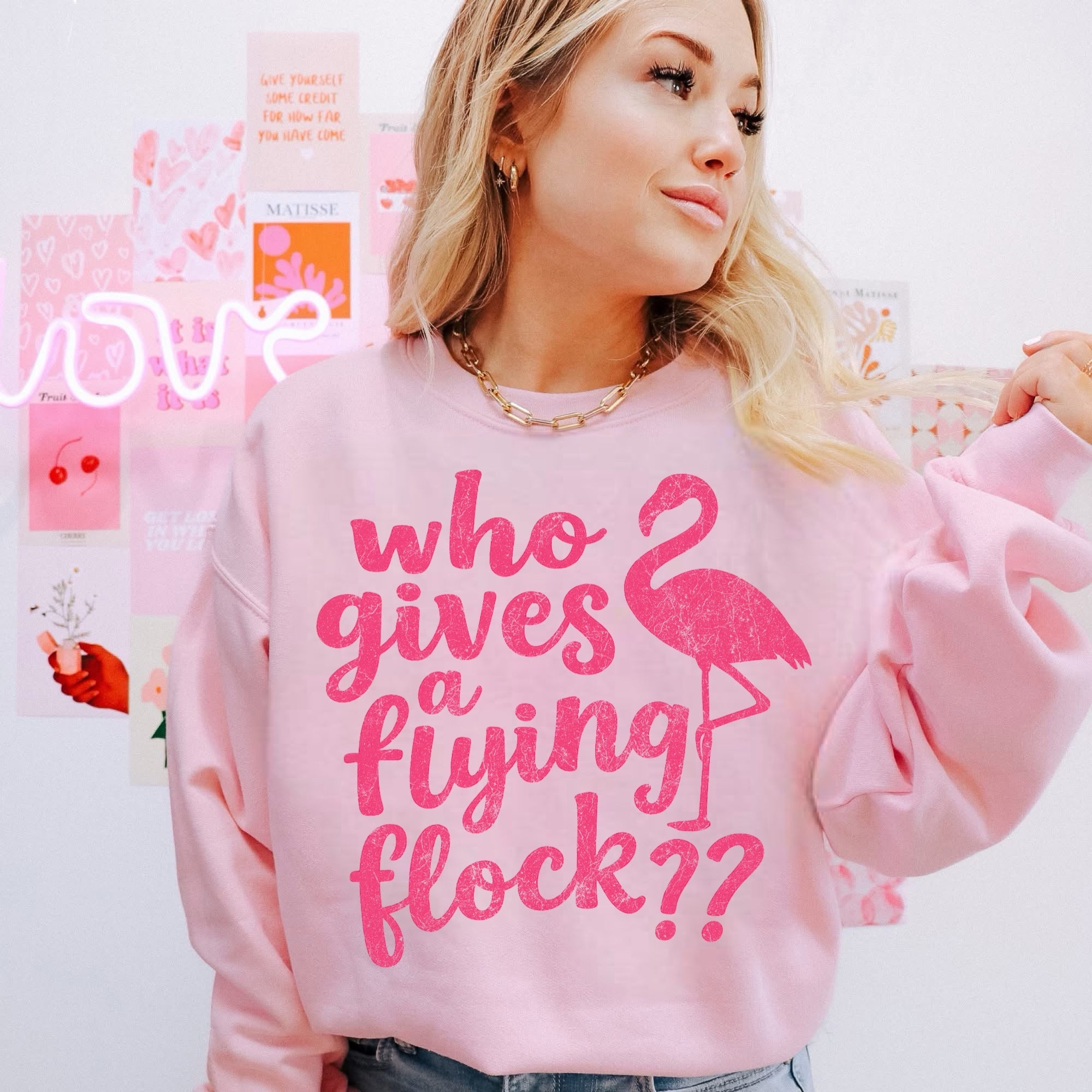 Who Gives a Flying Flock Flamingo Shirt – Graphic Tee, Long Sleeve & Crewneck
