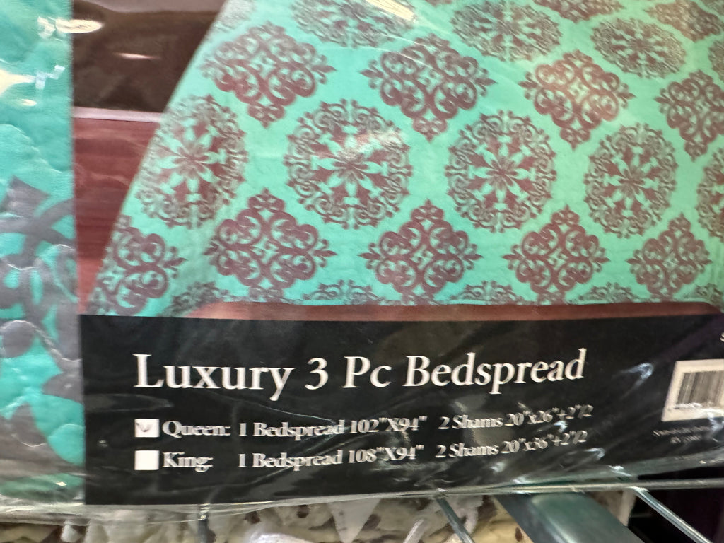 Teal Damask Bedding Set