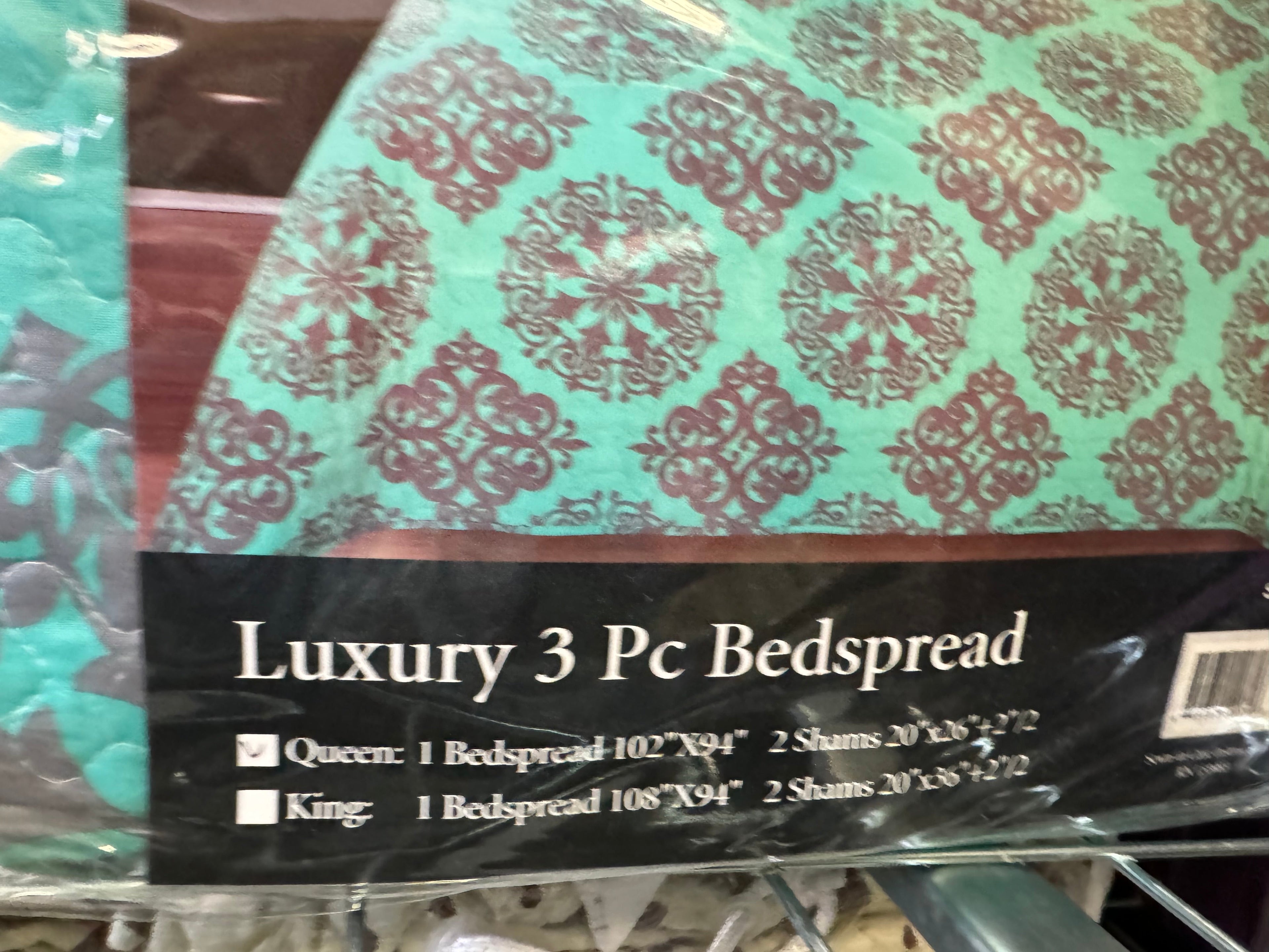 Teal Damask Bedding Set