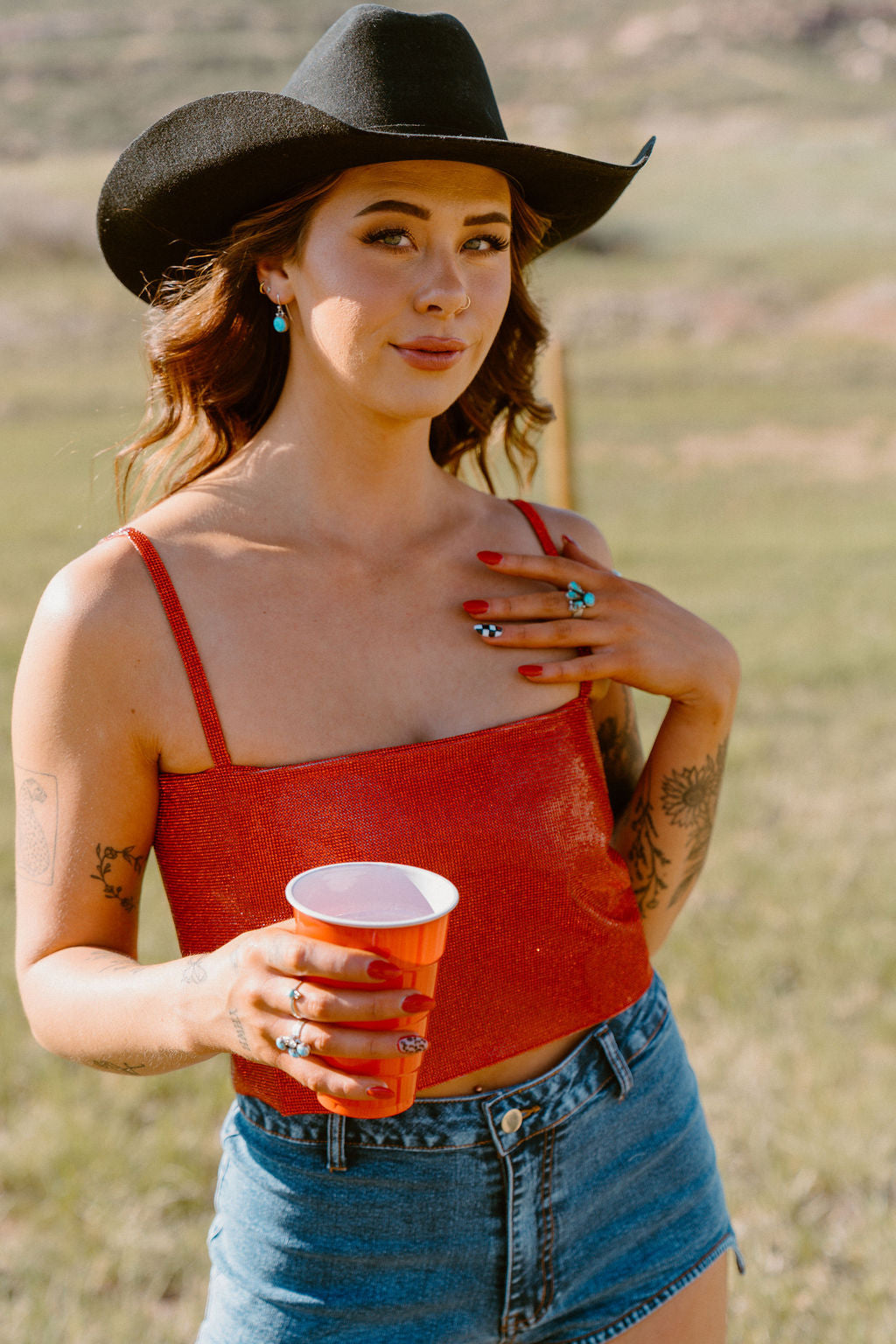 Bombshell Red Rhinestone Cropped Top