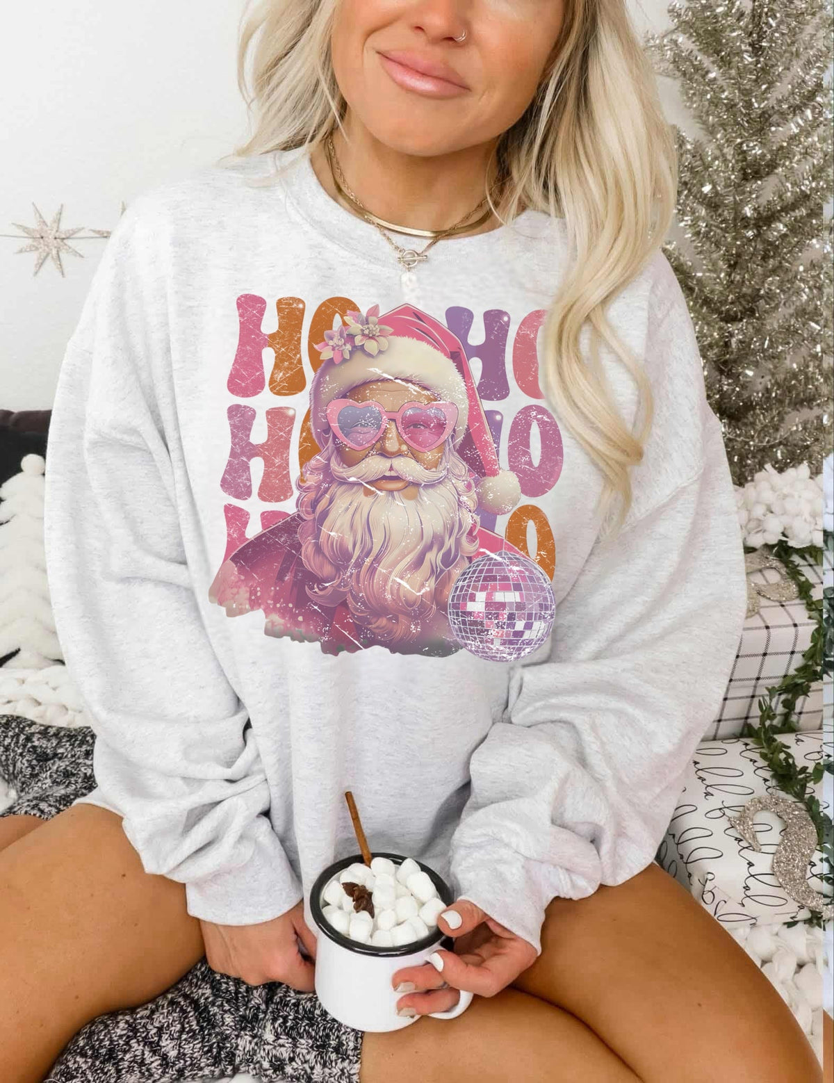 Pink Disco Heart Glasses Santa