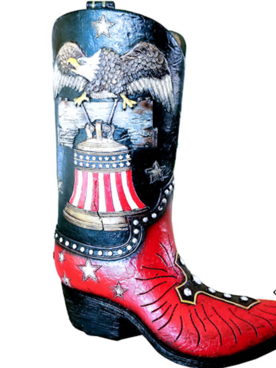 RA7449 US Liberty Bell Flag Eagle Boot Vase