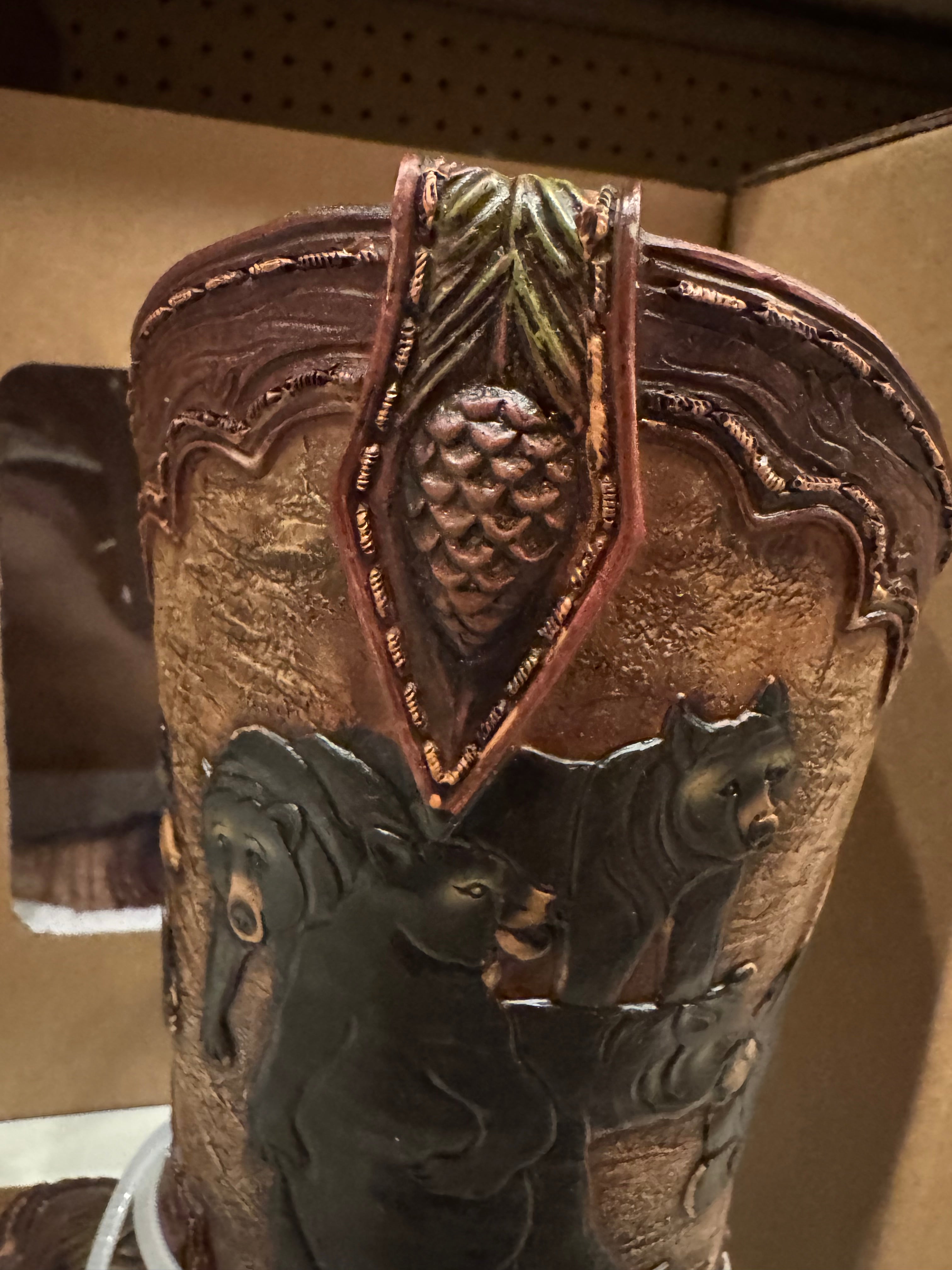 RA7571 Black Bear Acorn Boot Vase