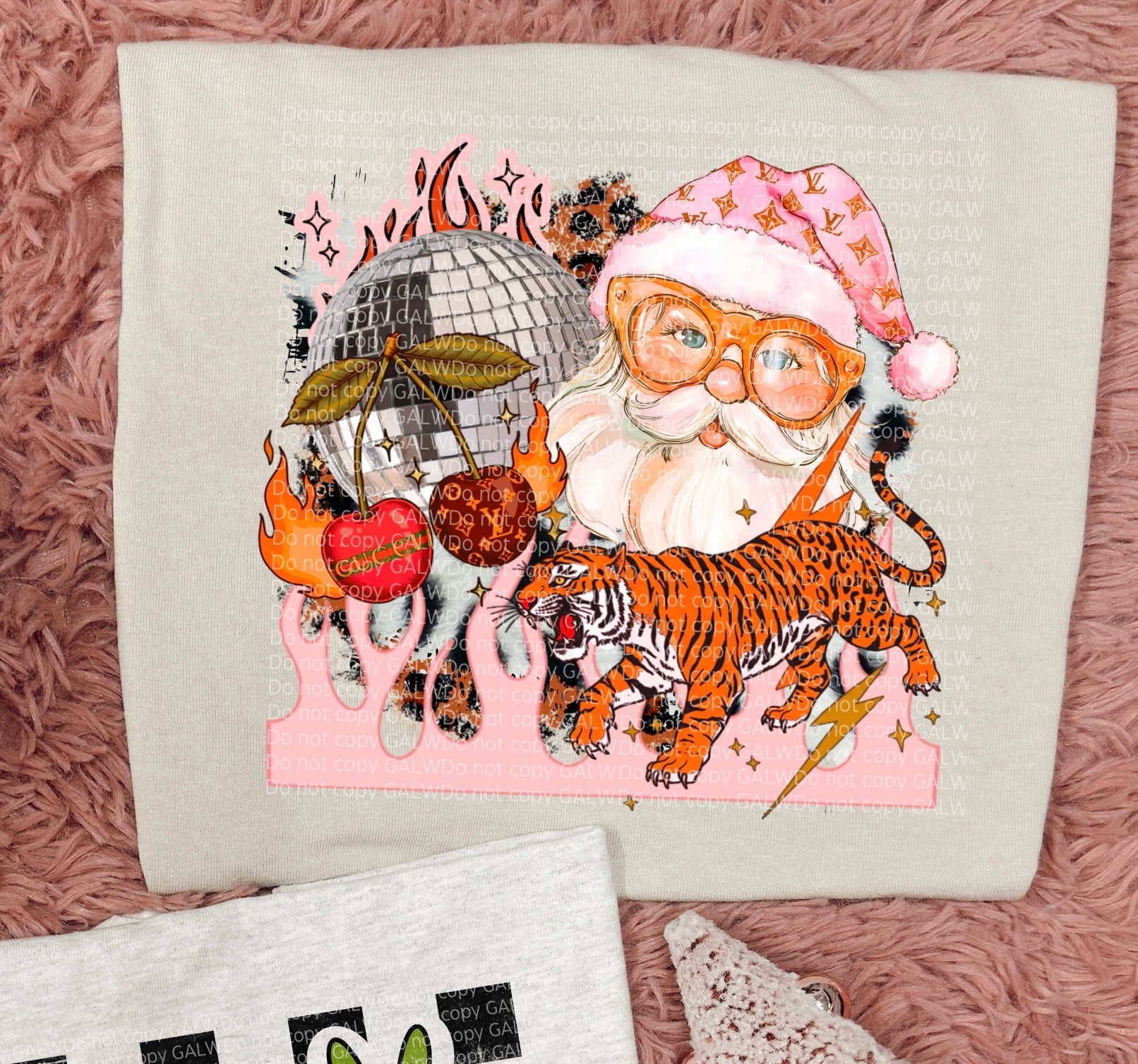 Boujee cherry & tiger Santa collage tee or sweatshirt