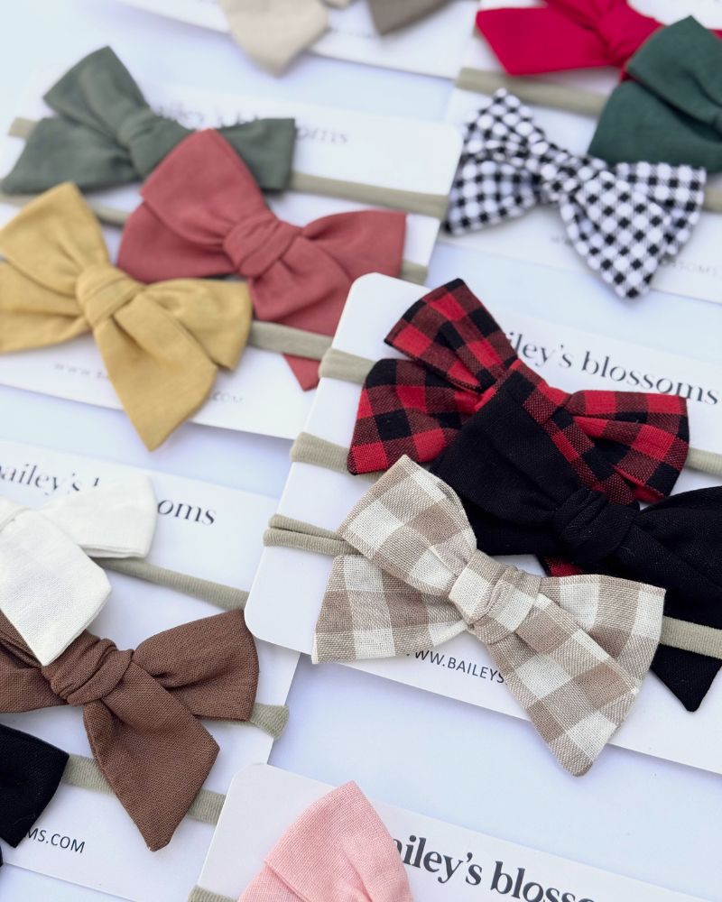 3-piece Linen Cotton Nylon Headband Set - Classic Christmas