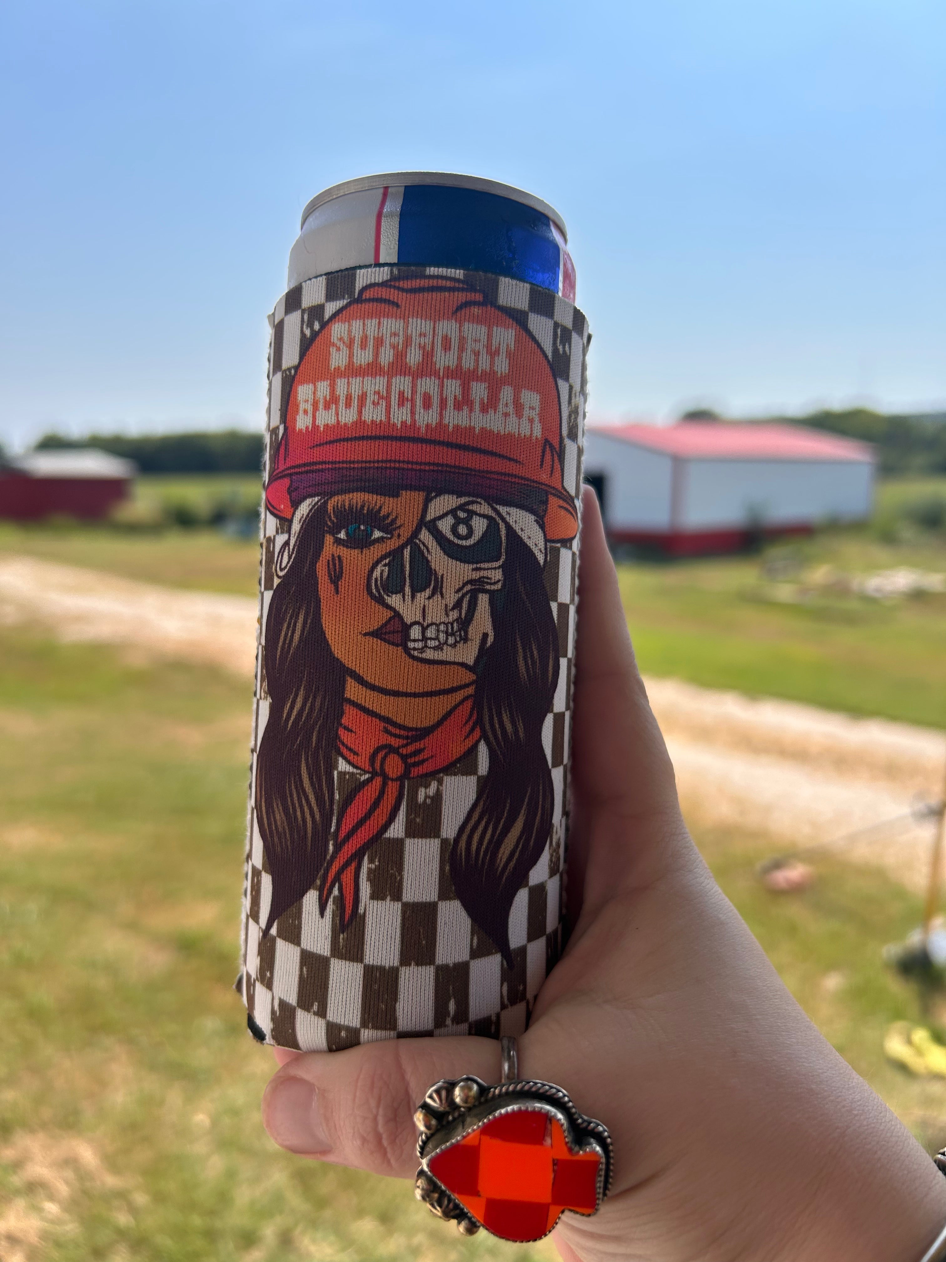 Support blue collar Koozie