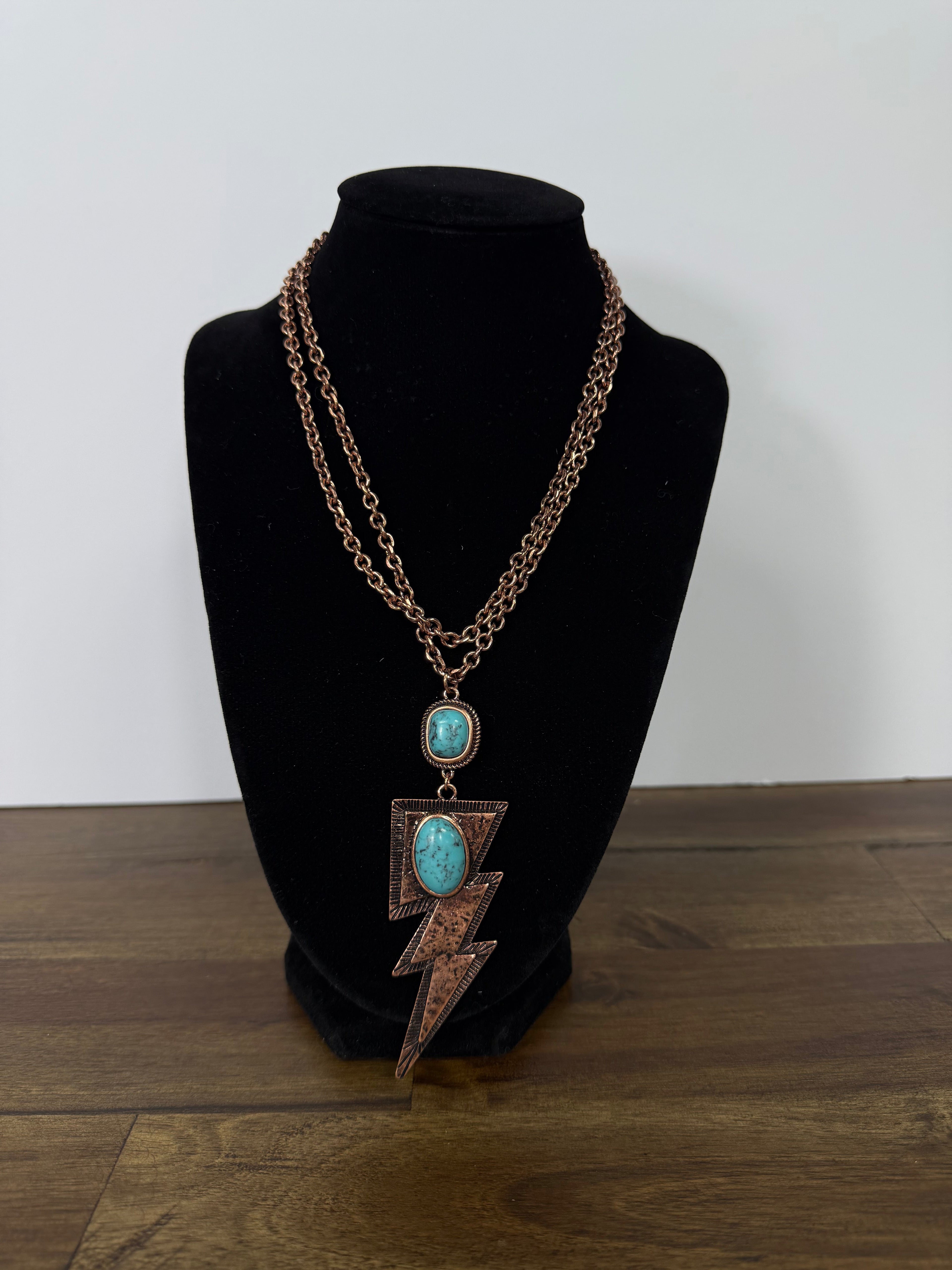 Large Lightning Bolt Stone Necklace