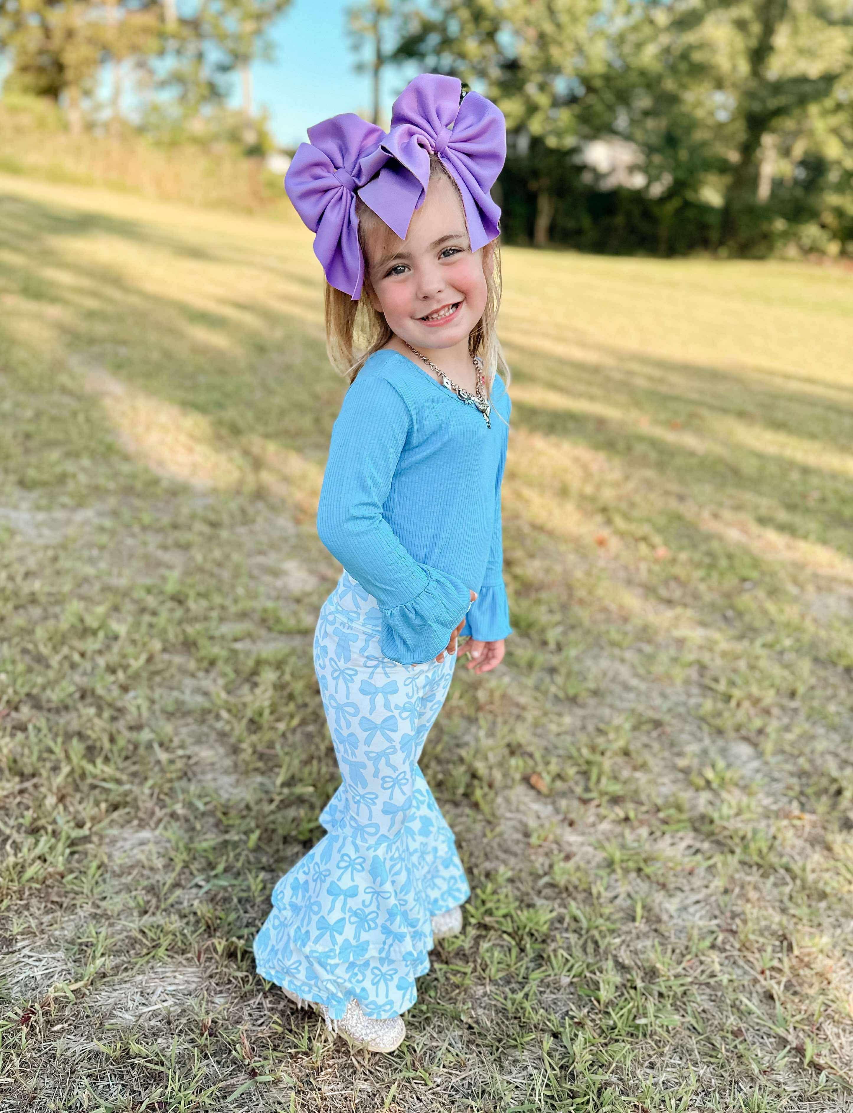 Blue Ruffled Sleeve Top (FINAL SALE)