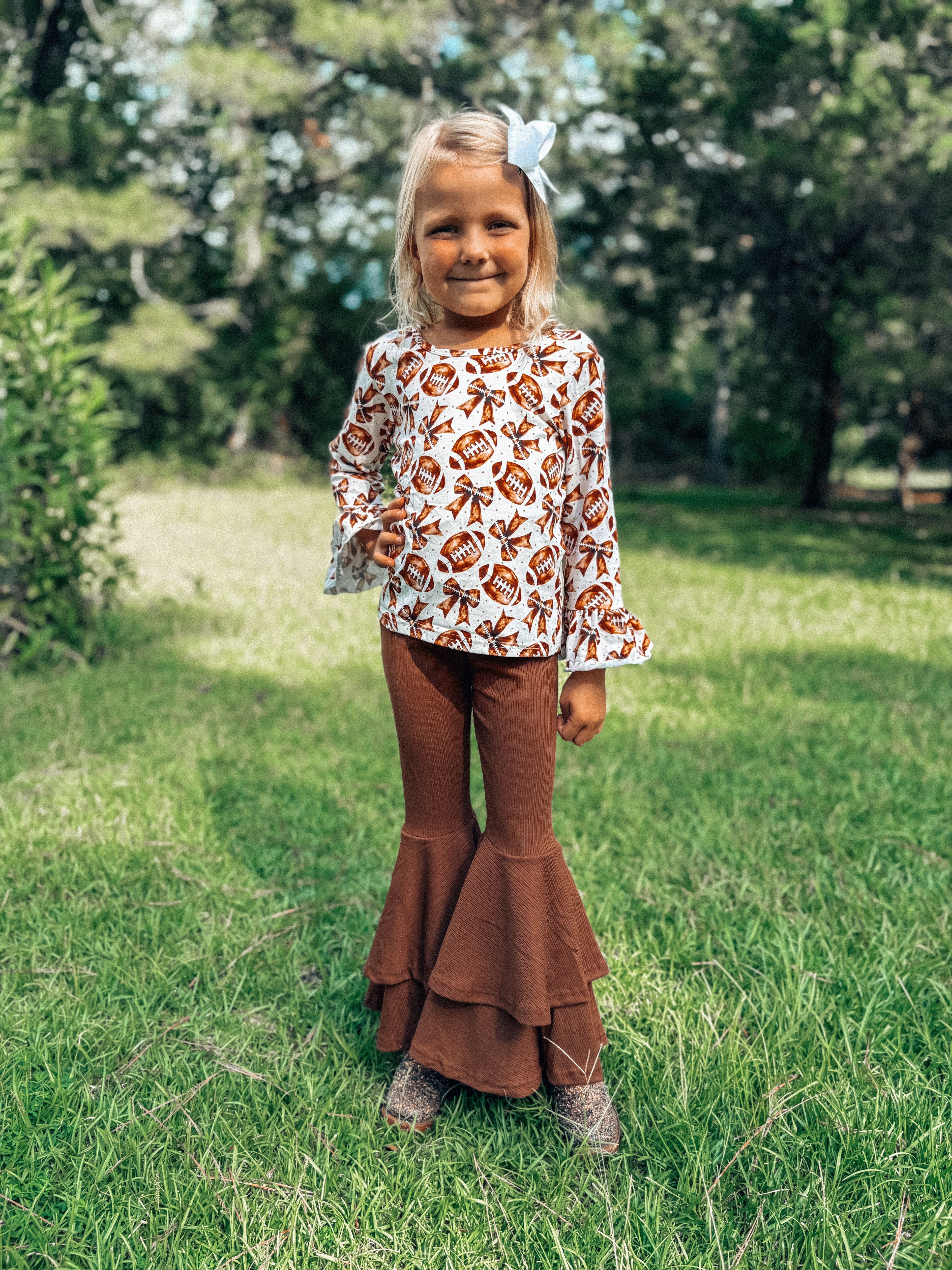 Quarterback Cutie Ruffled Sleeve Top