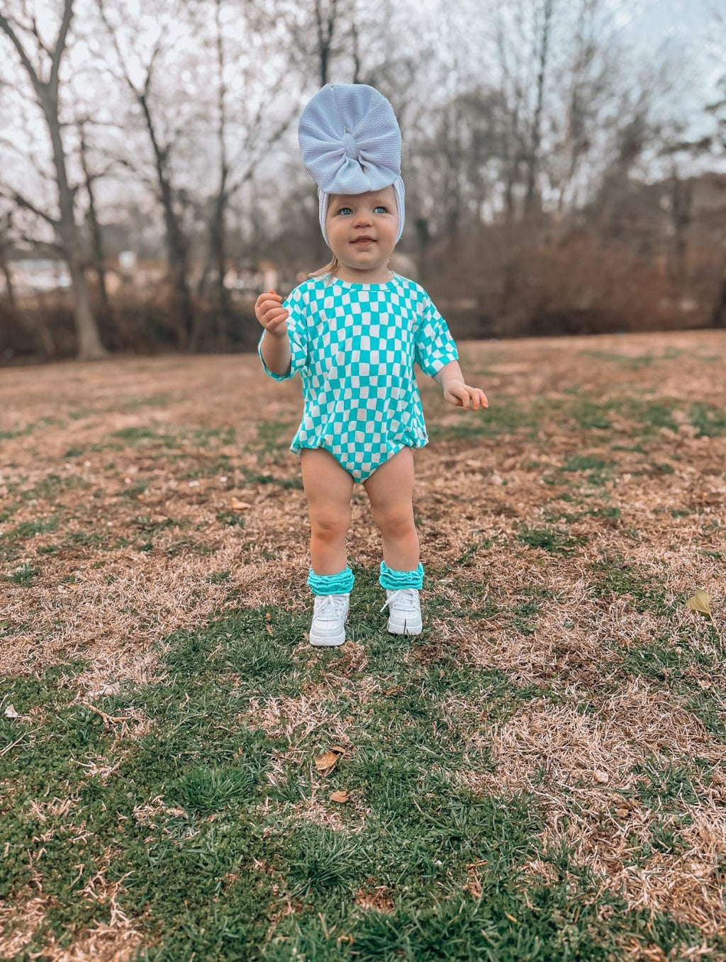 Wavy Checks Oversized Bamboo Romper