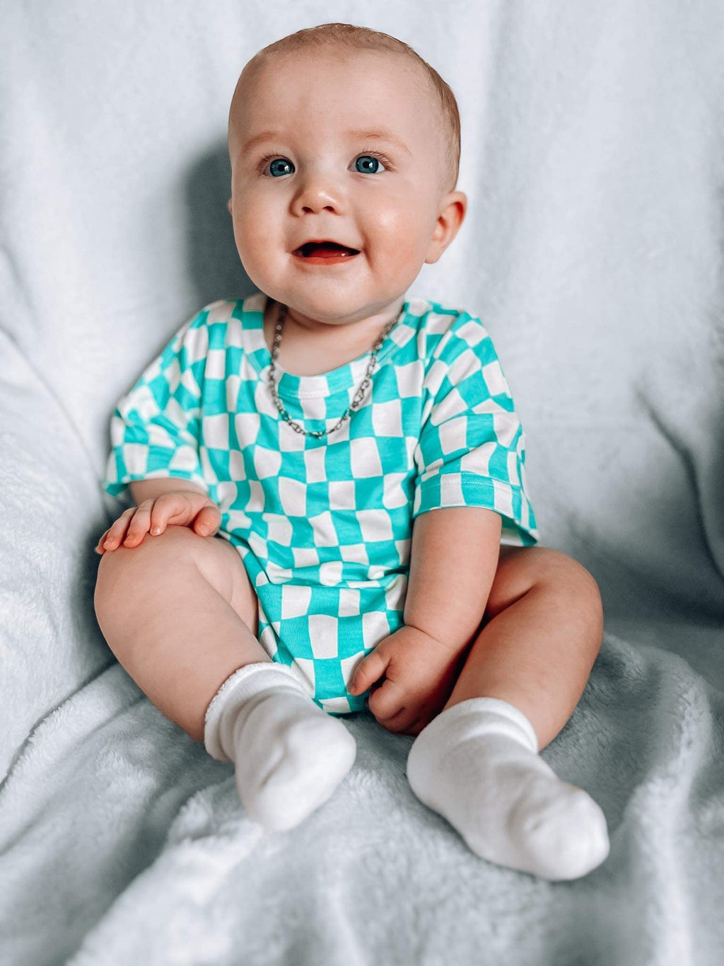 Wavy Checks Oversized Bamboo Romper
