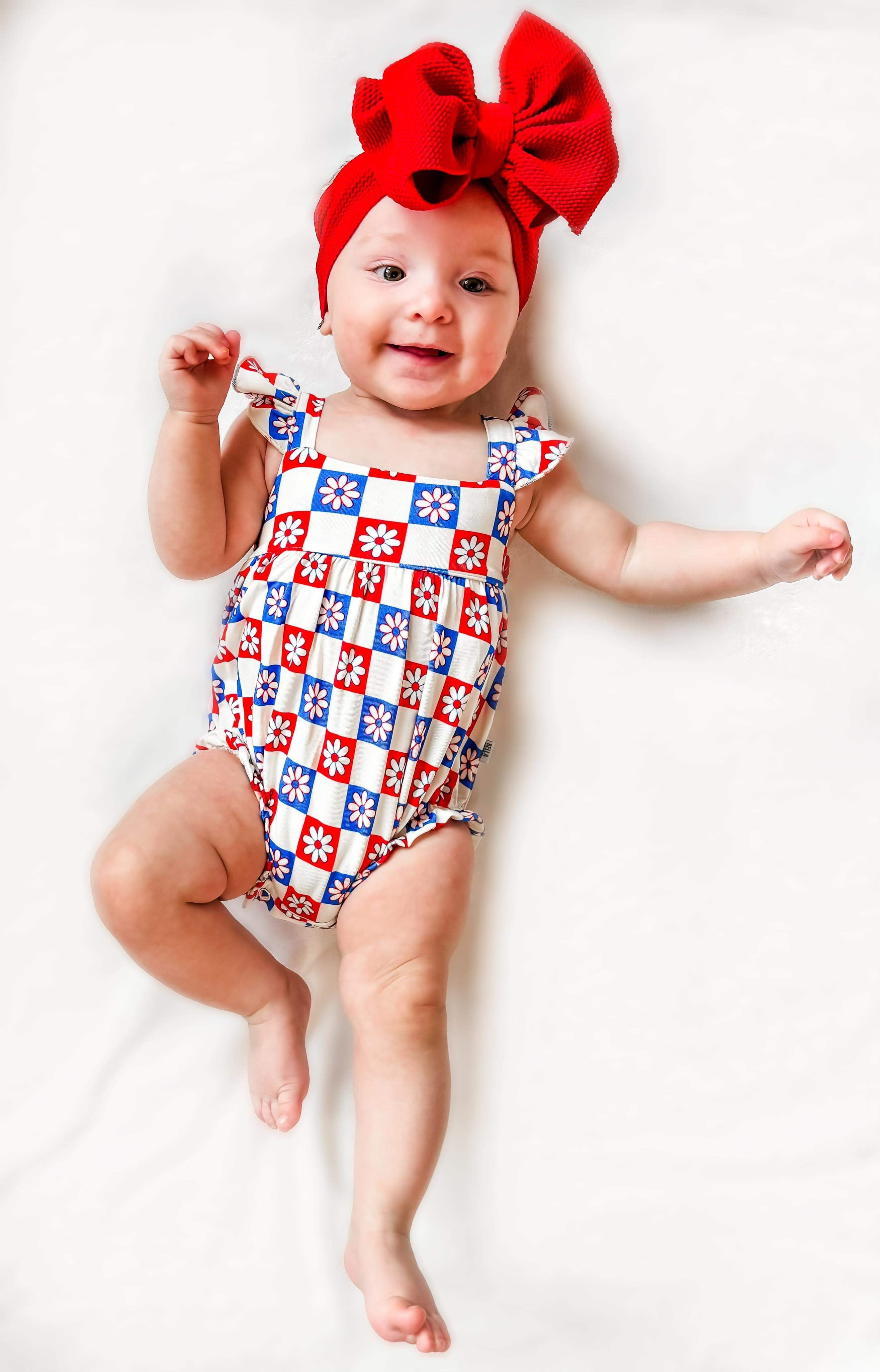 Patriotic Checkered Bamboo Romper