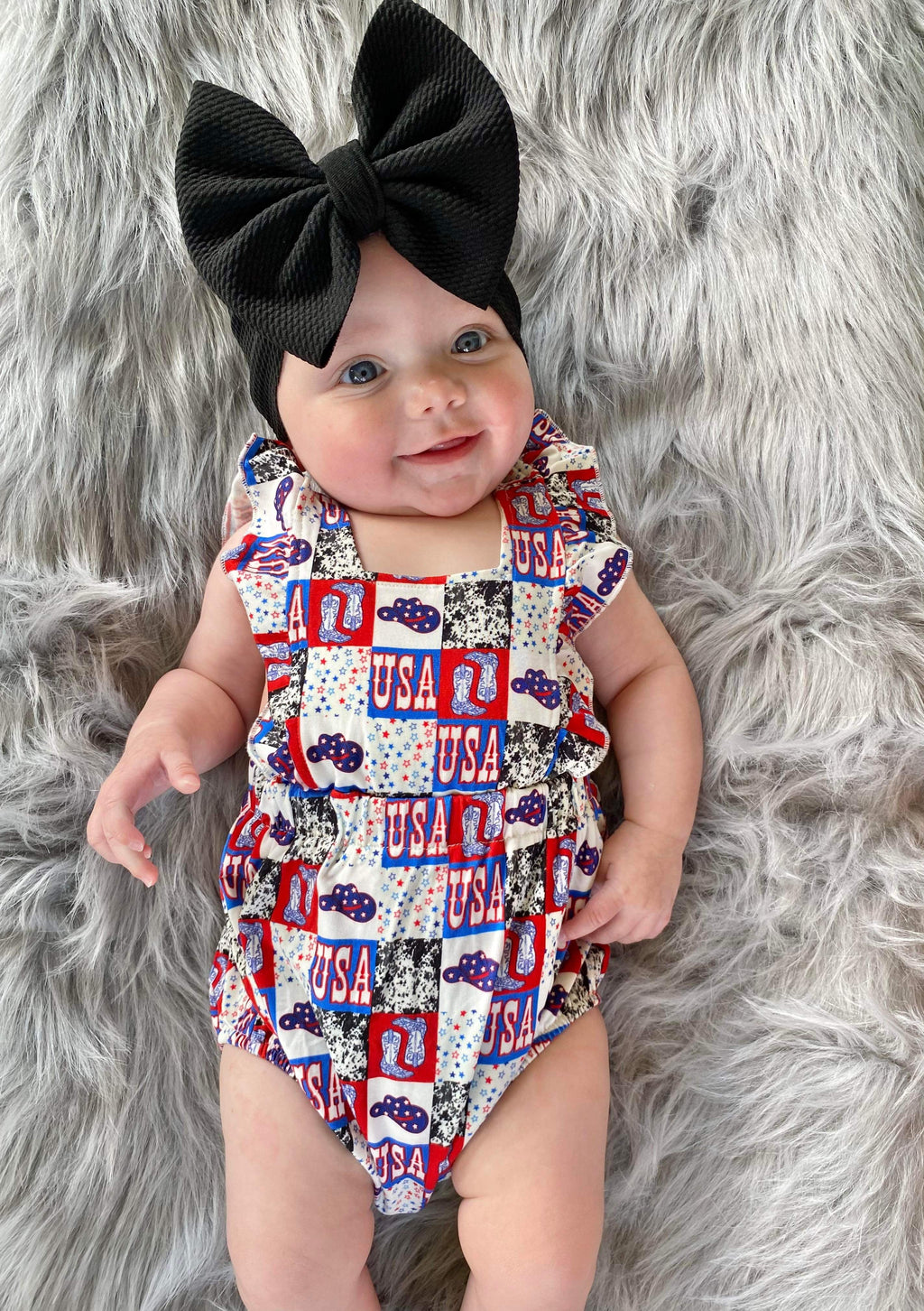 Western USA Ruffle Bamboo Romper