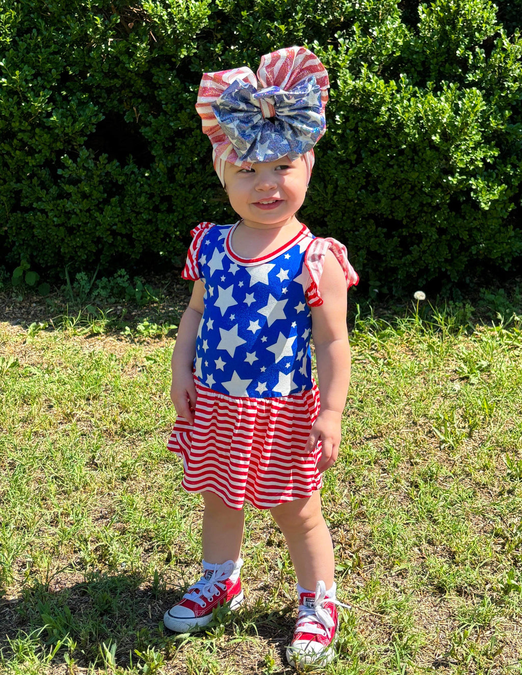 Star Spangled Cutie Bamboo Skirted Romper