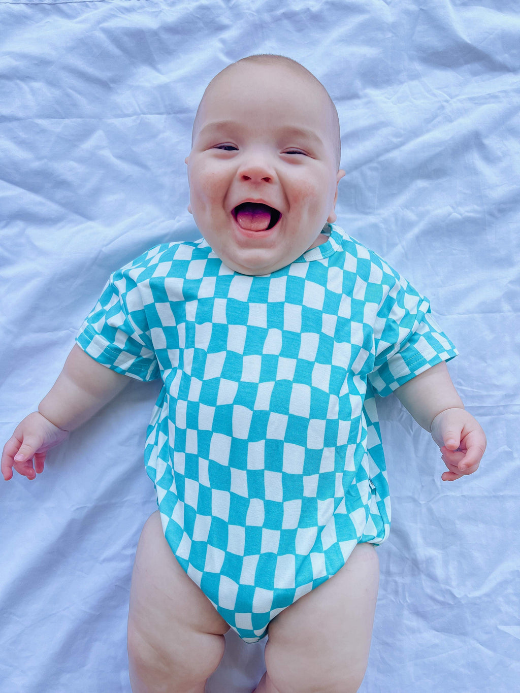 Wavy Checks Oversized Bamboo Romper