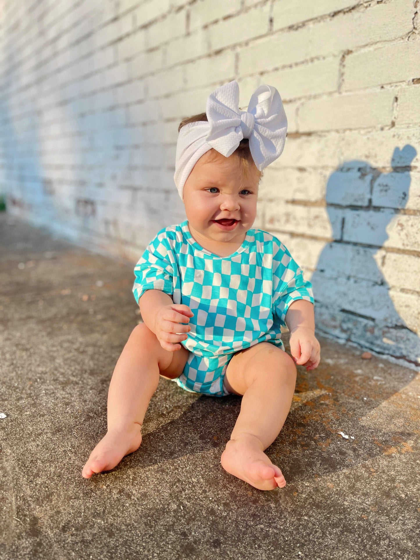 Wavy Checks Oversized Bamboo Romper