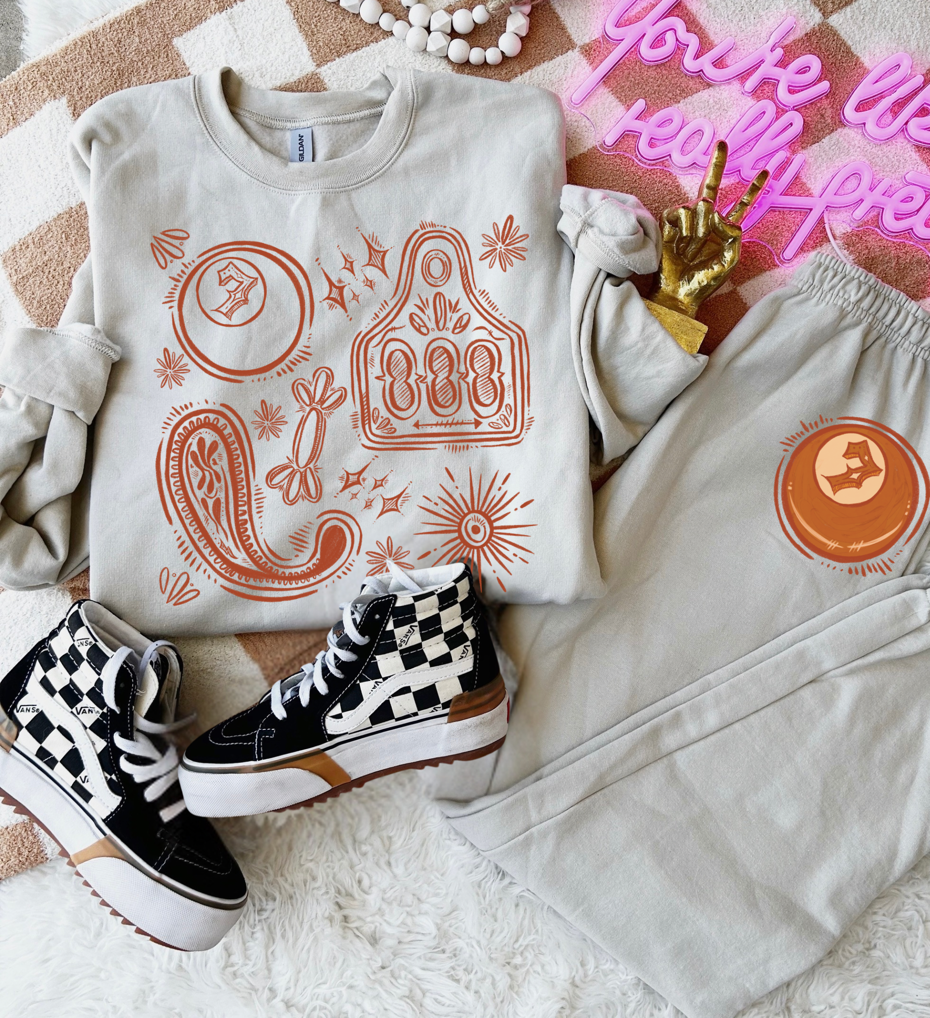 Branded patchwork sweat set