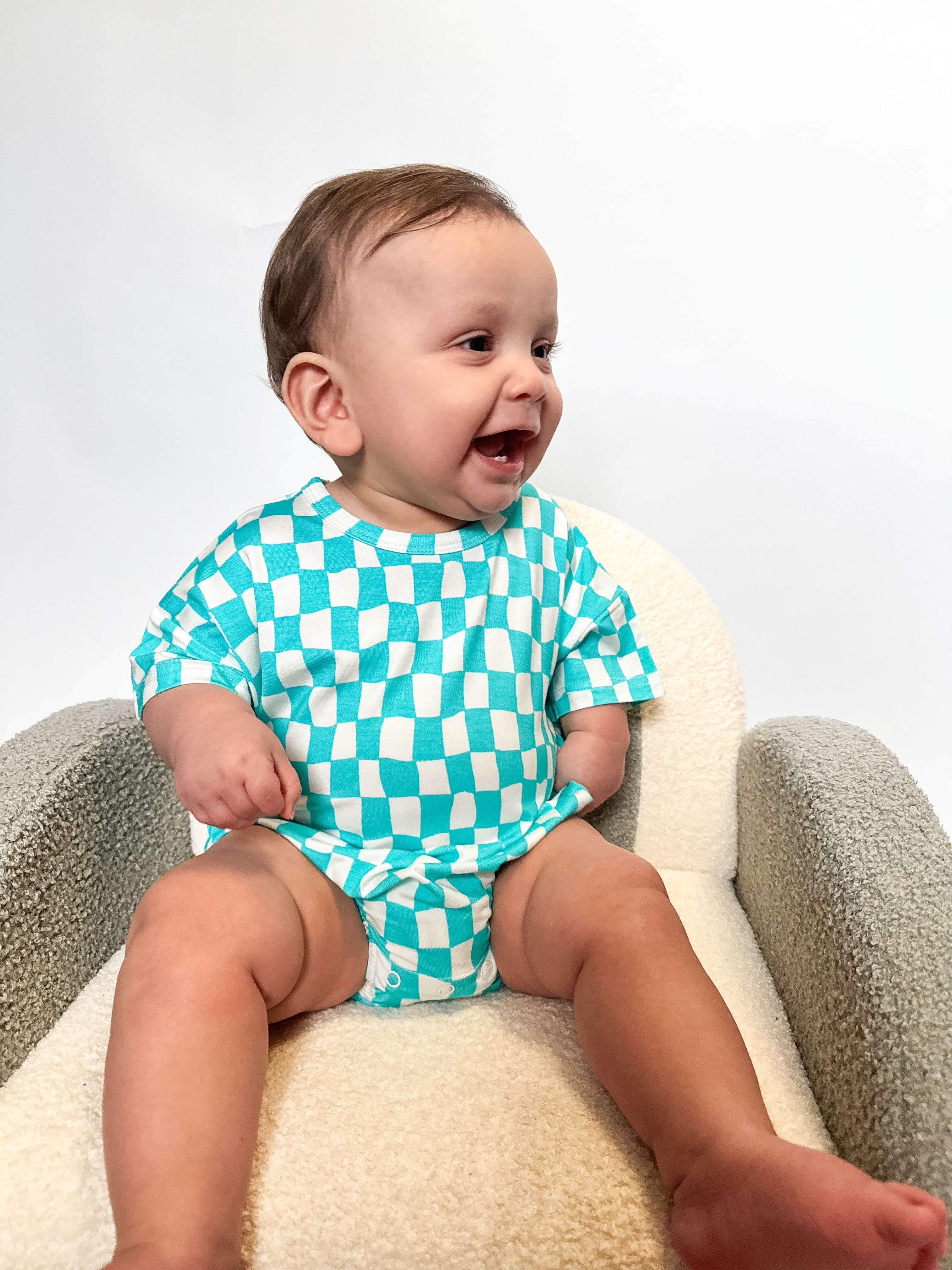 Wavy Checks Oversized Bamboo Romper