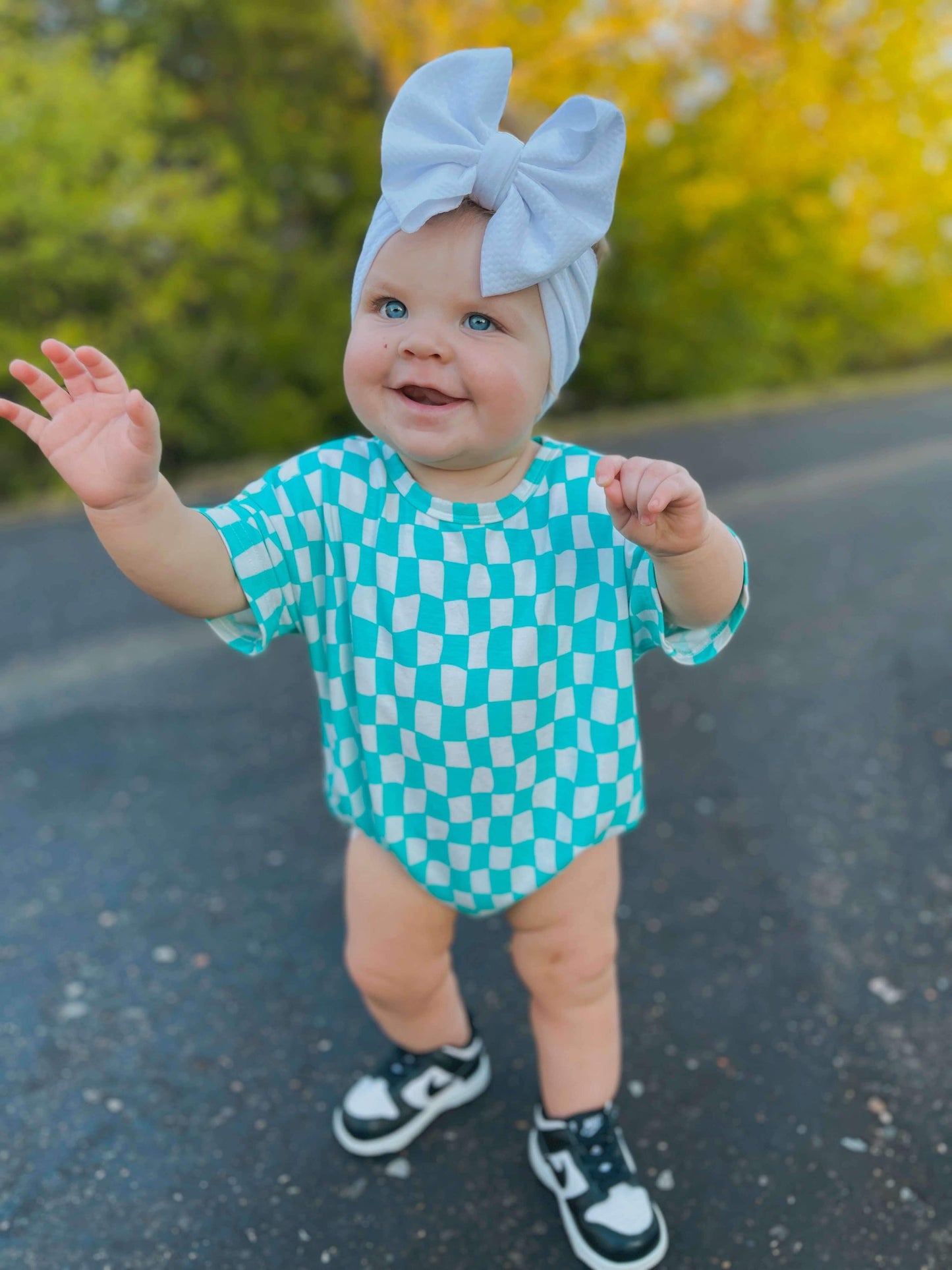 Wavy Checks Oversized Bamboo Romper