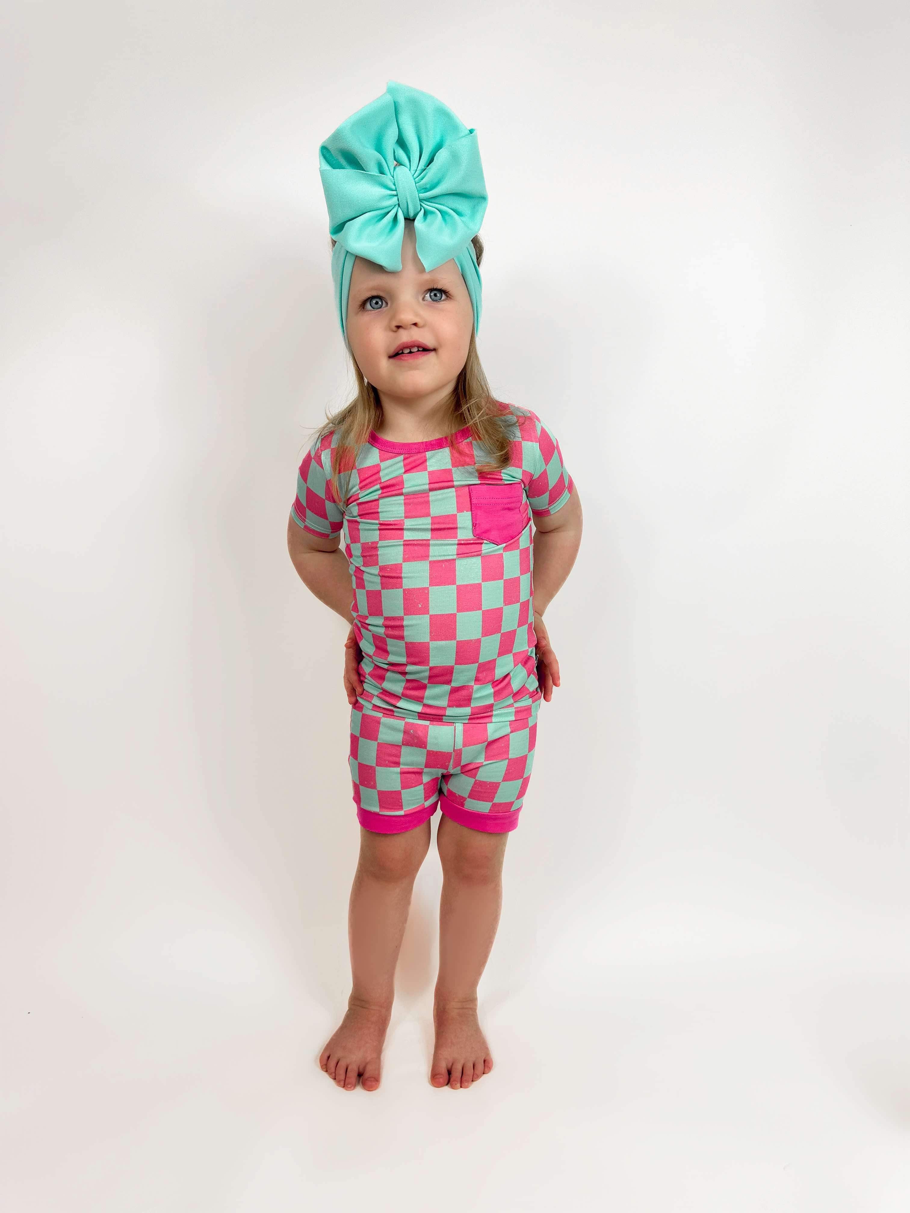 Bubblegum Checks Bamboo Short Set