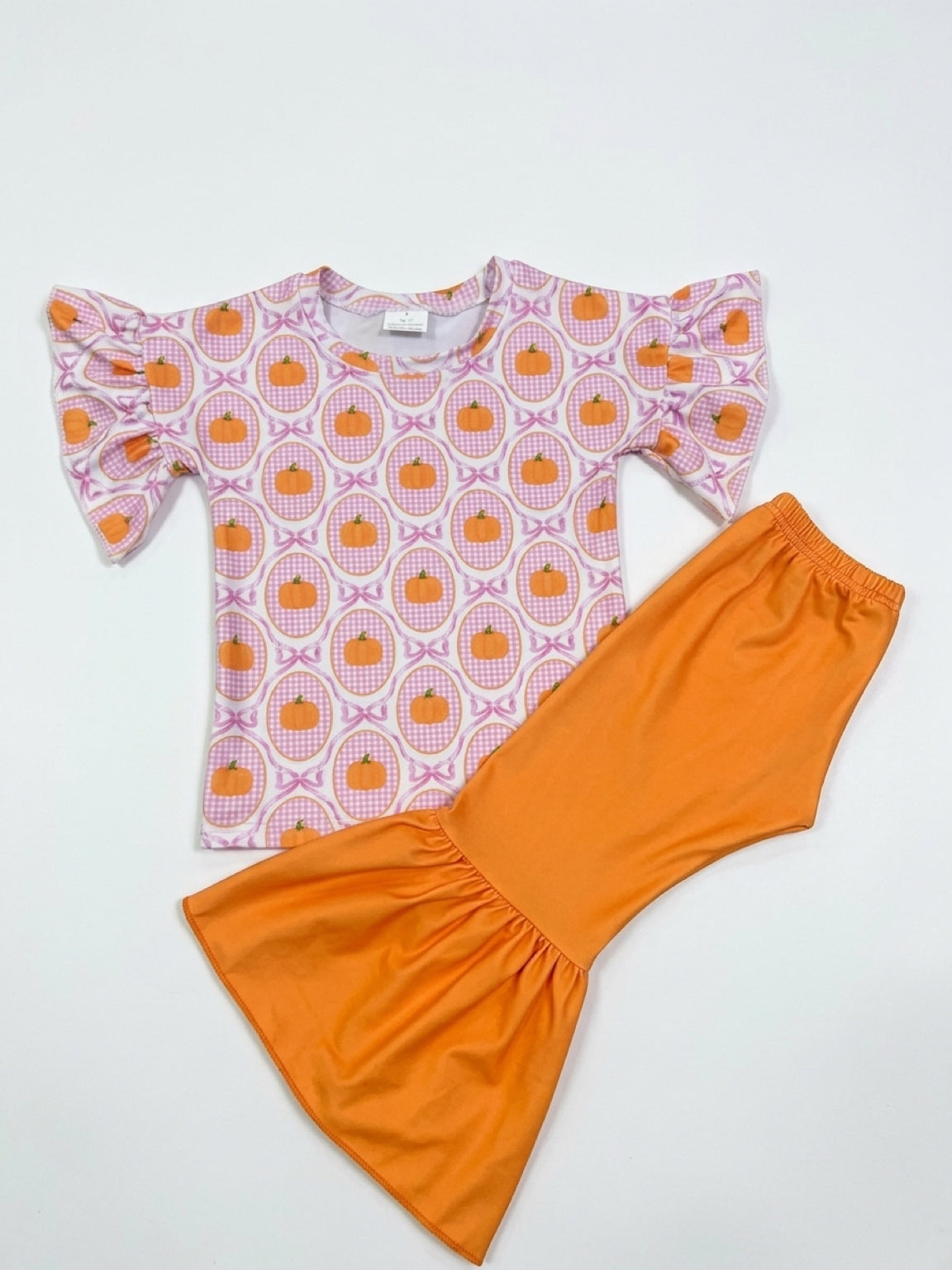 Pumpkin bow ruffle bell set