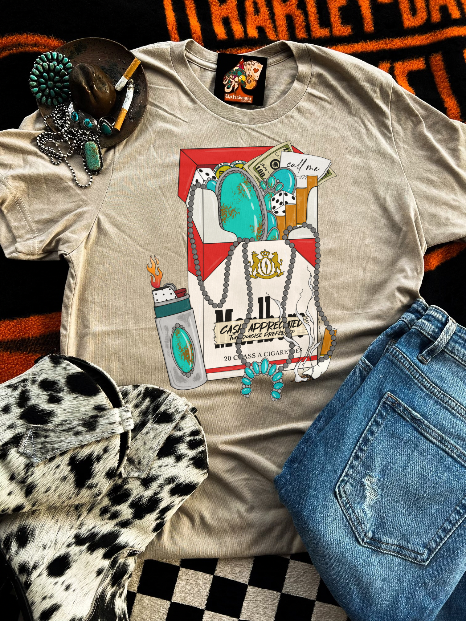 Turquoise Cigarette Box tee