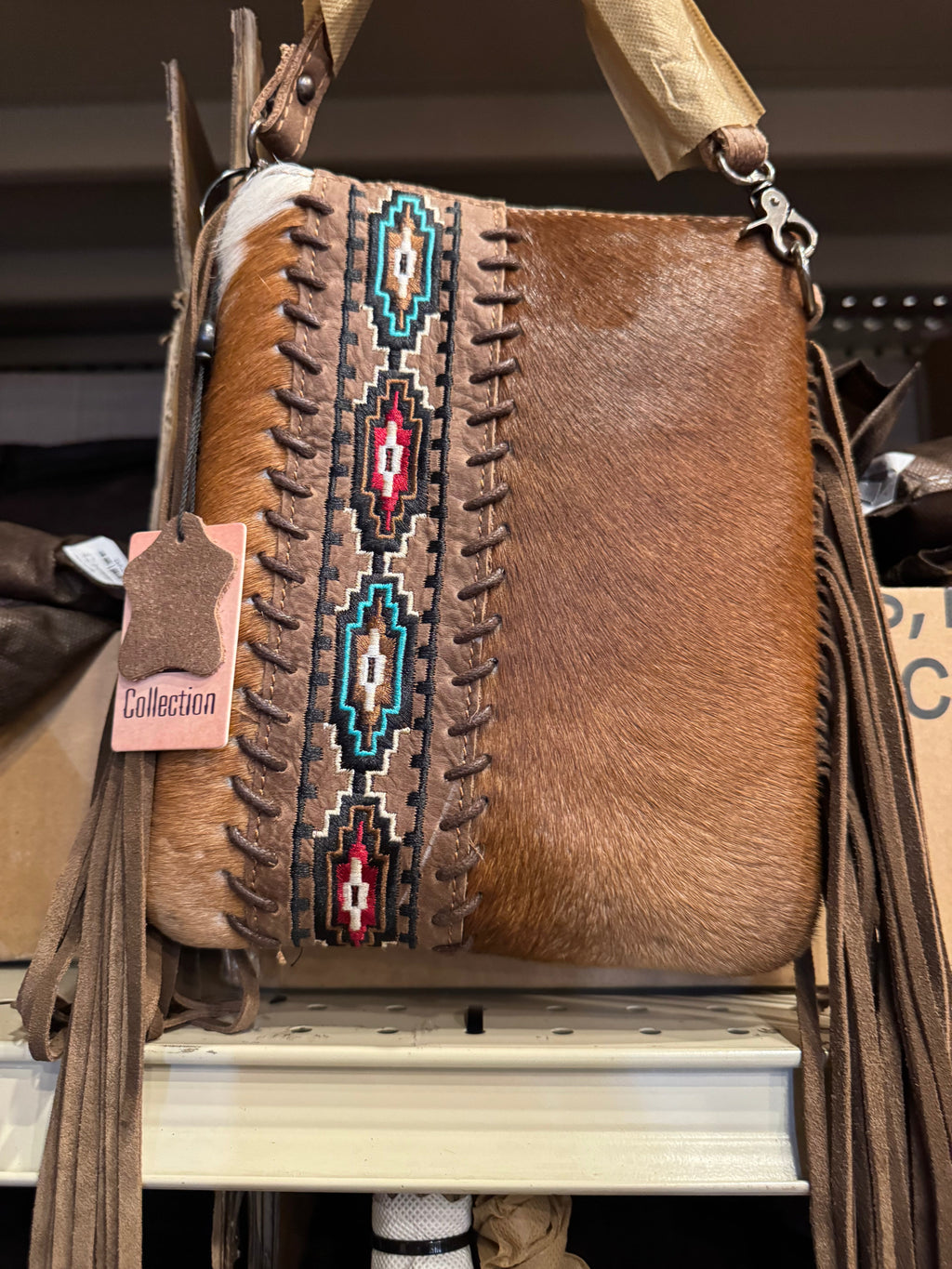 BA2150 Aztec Fringe Crossbody Purse