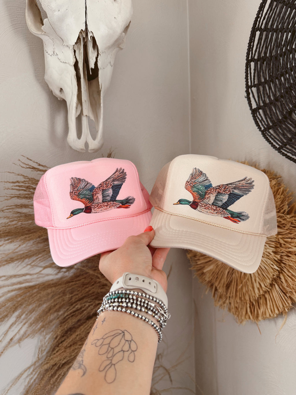 BEDAZZLED DUCK CAP: SAND