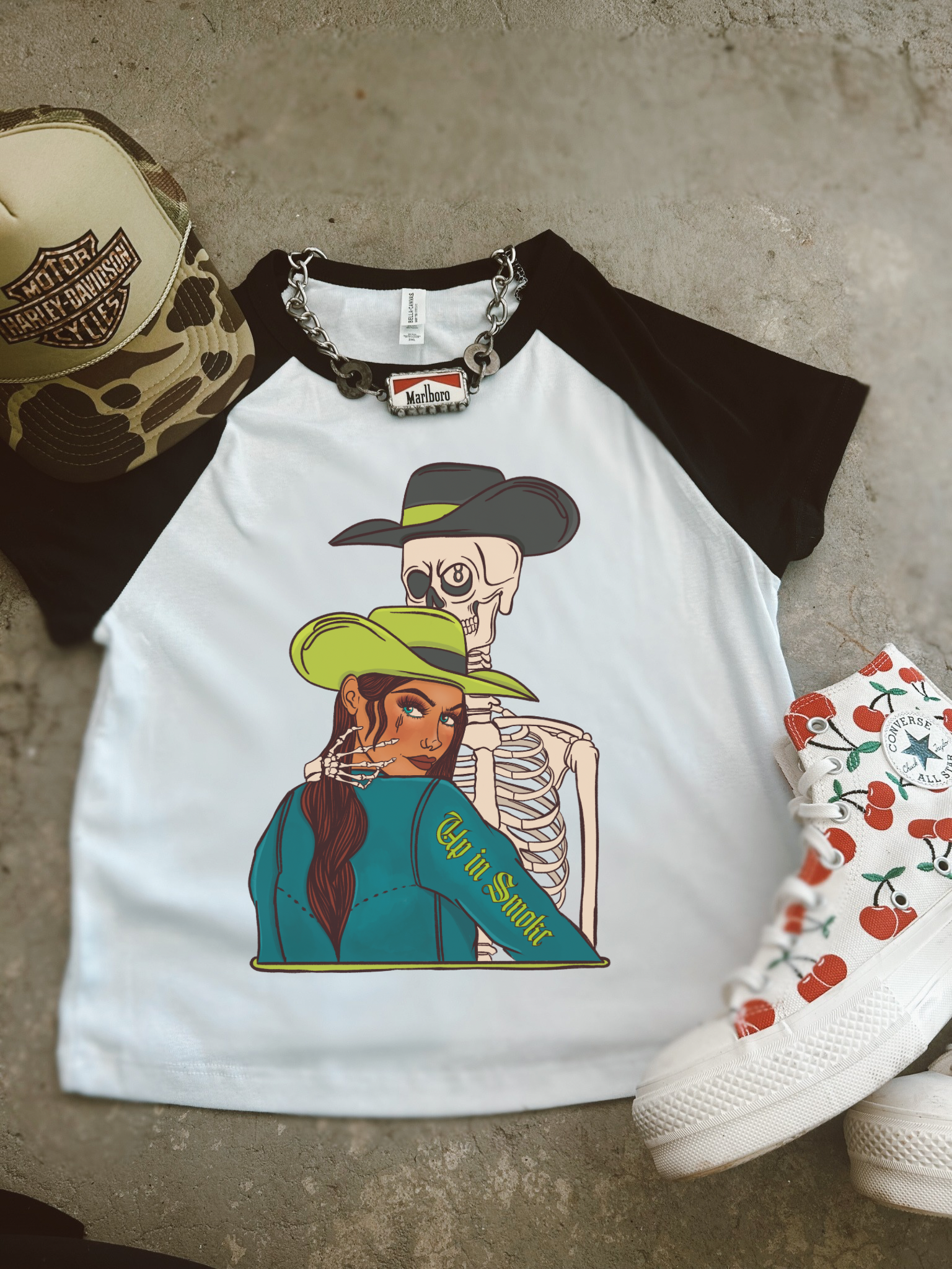 Cowboys Never Die Rib Raglan Baby Tee