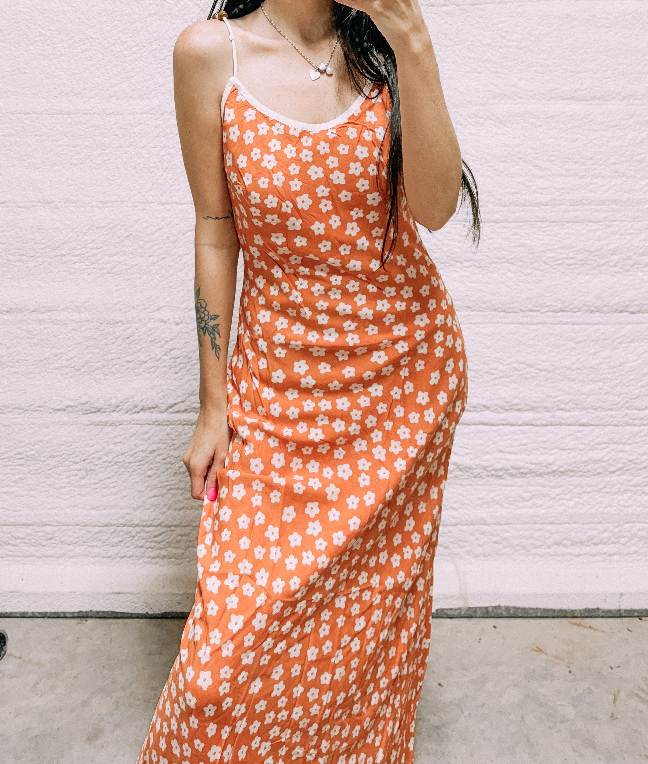 Amber flora peach dress