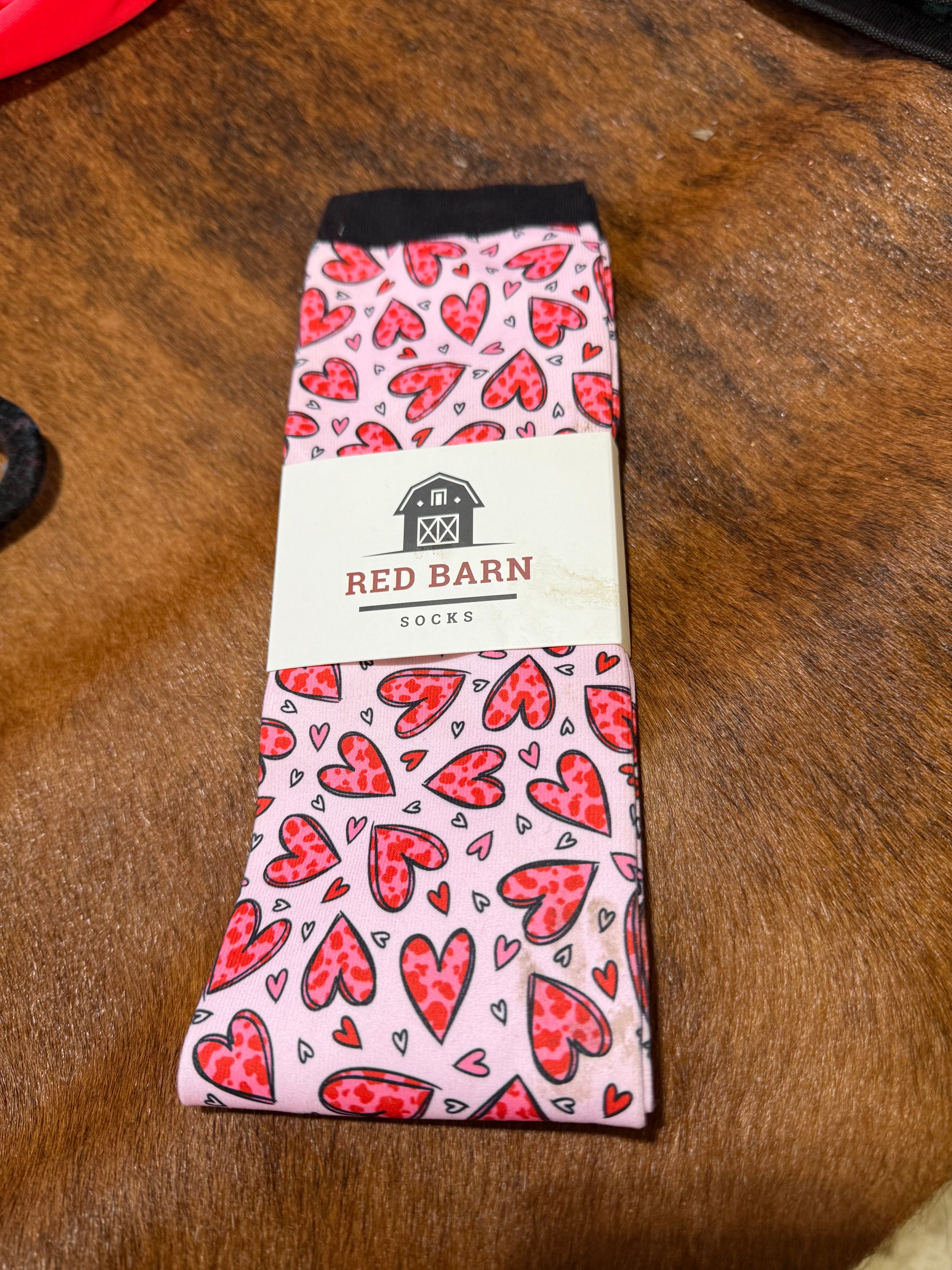 Hearts REd Barn Boot Socks