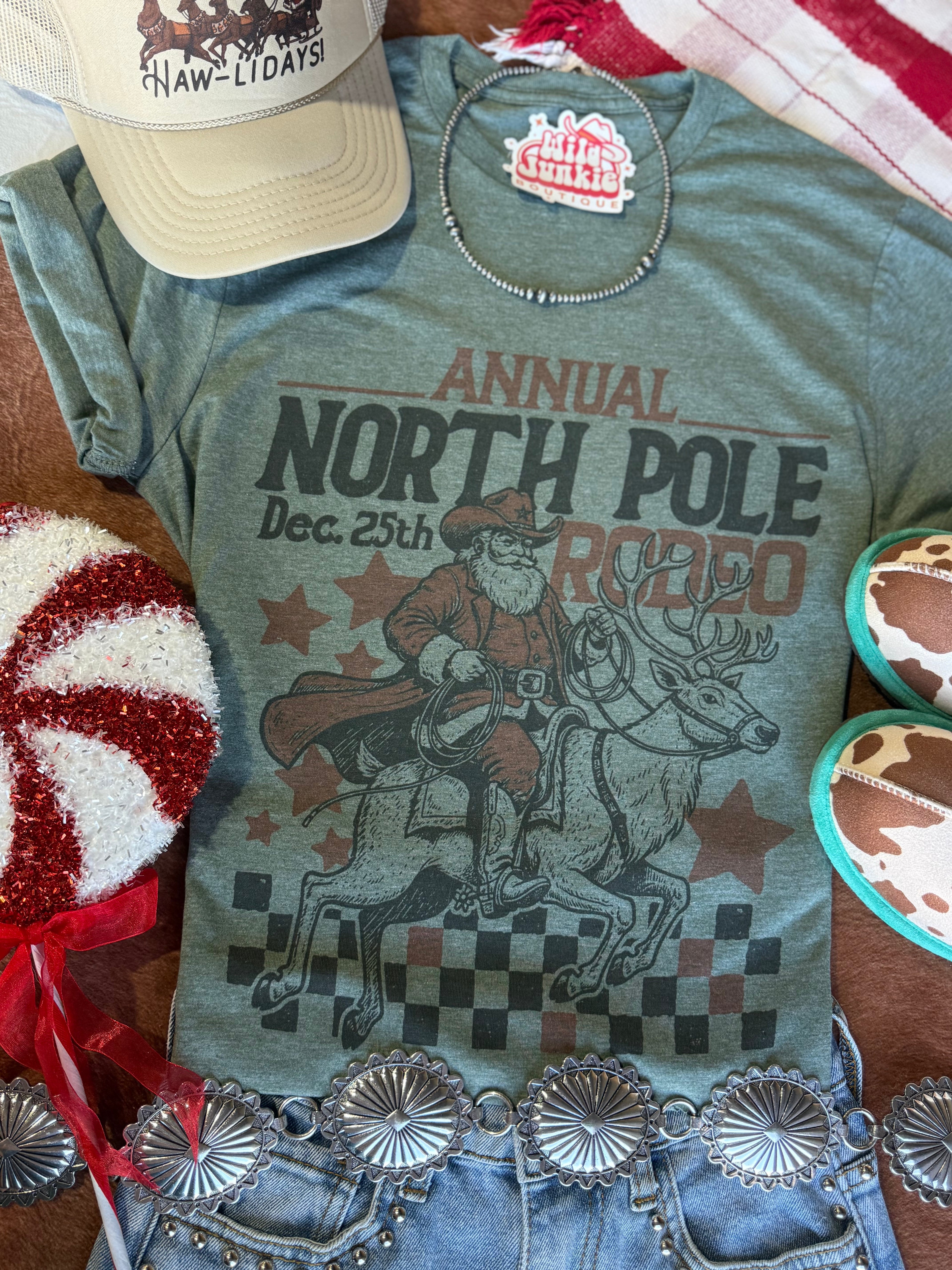 Reindeer North Pole Rodeo Graphic Tee