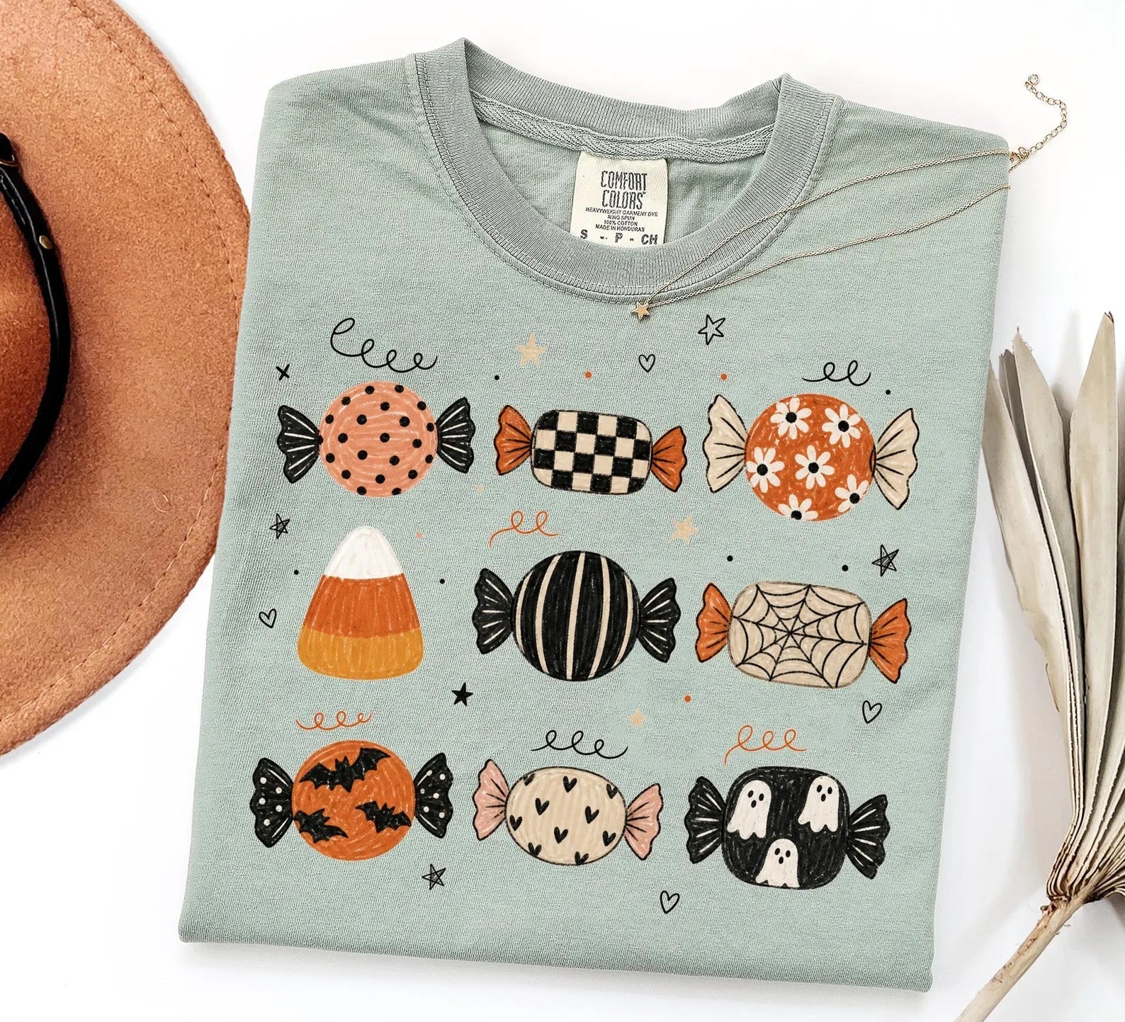 Halloween Candy Graphic Tee | Cute Spooky Season Shirt | Fall Comfort Colors T-Shirt