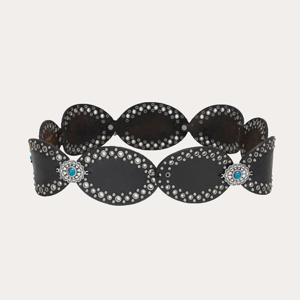 Loyal West Alta Buena Leather Belt In Calfskin-Black