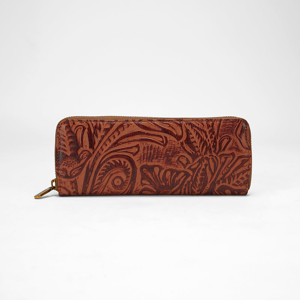 Loyal West RANCH ROAD JEWELERY CASE IN HAND FINISHED EMBOSSED LEATHER - BROWN
