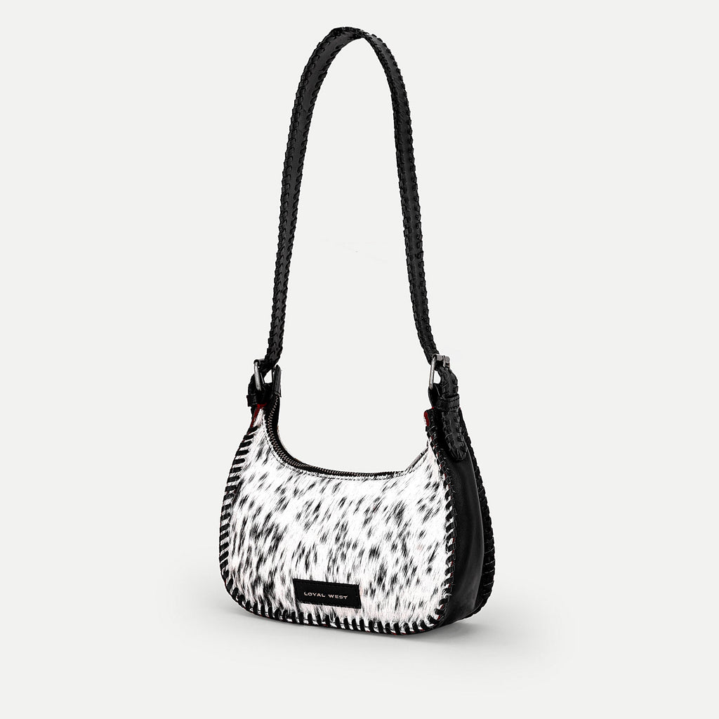 Dannia Medium Purse In Black & White Cowhide