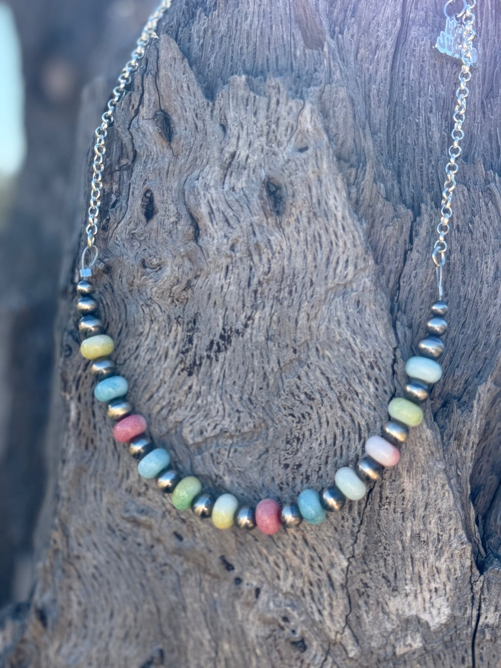 Sterling Silver Spring Pastel Opal Necklace